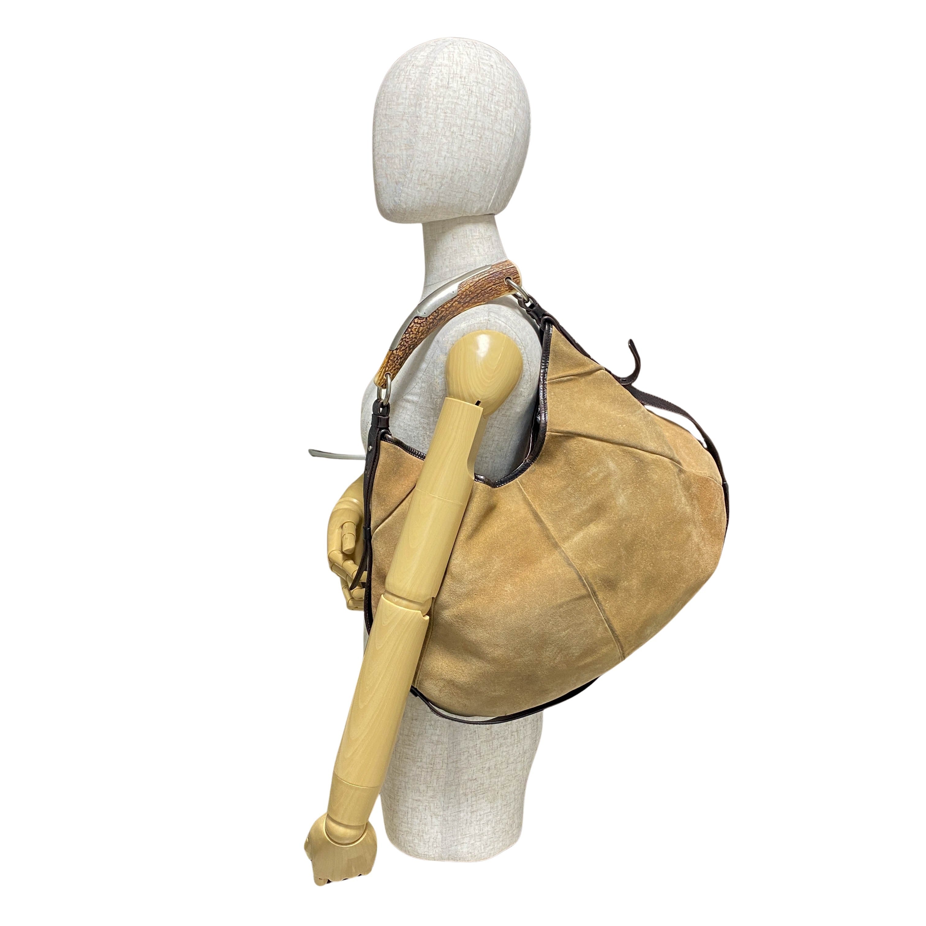 YSL Mombasa Brown Suede Shoulder Bag