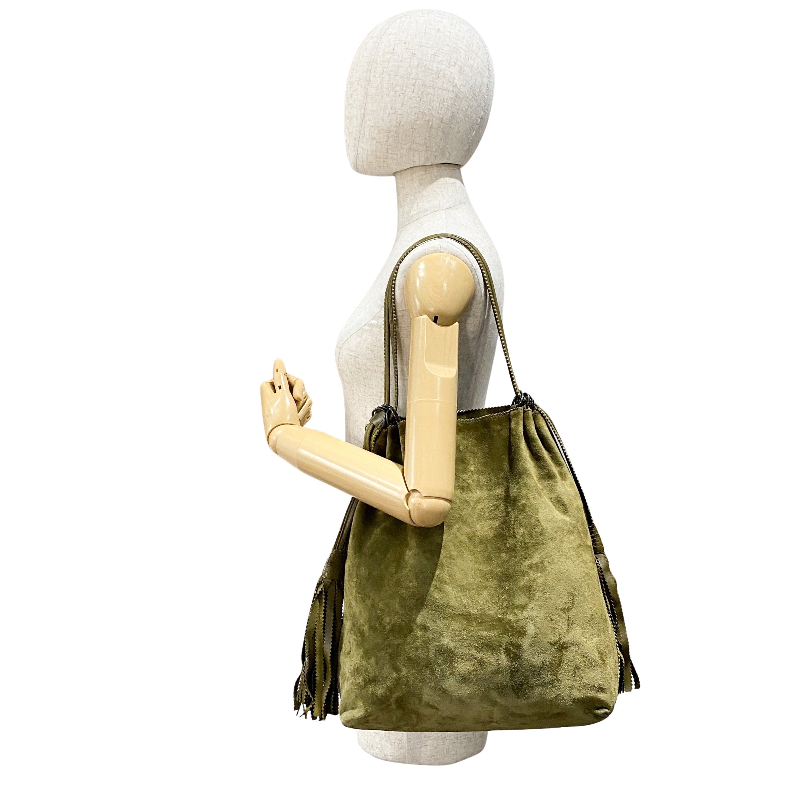 Green Suede Shoulder Bag