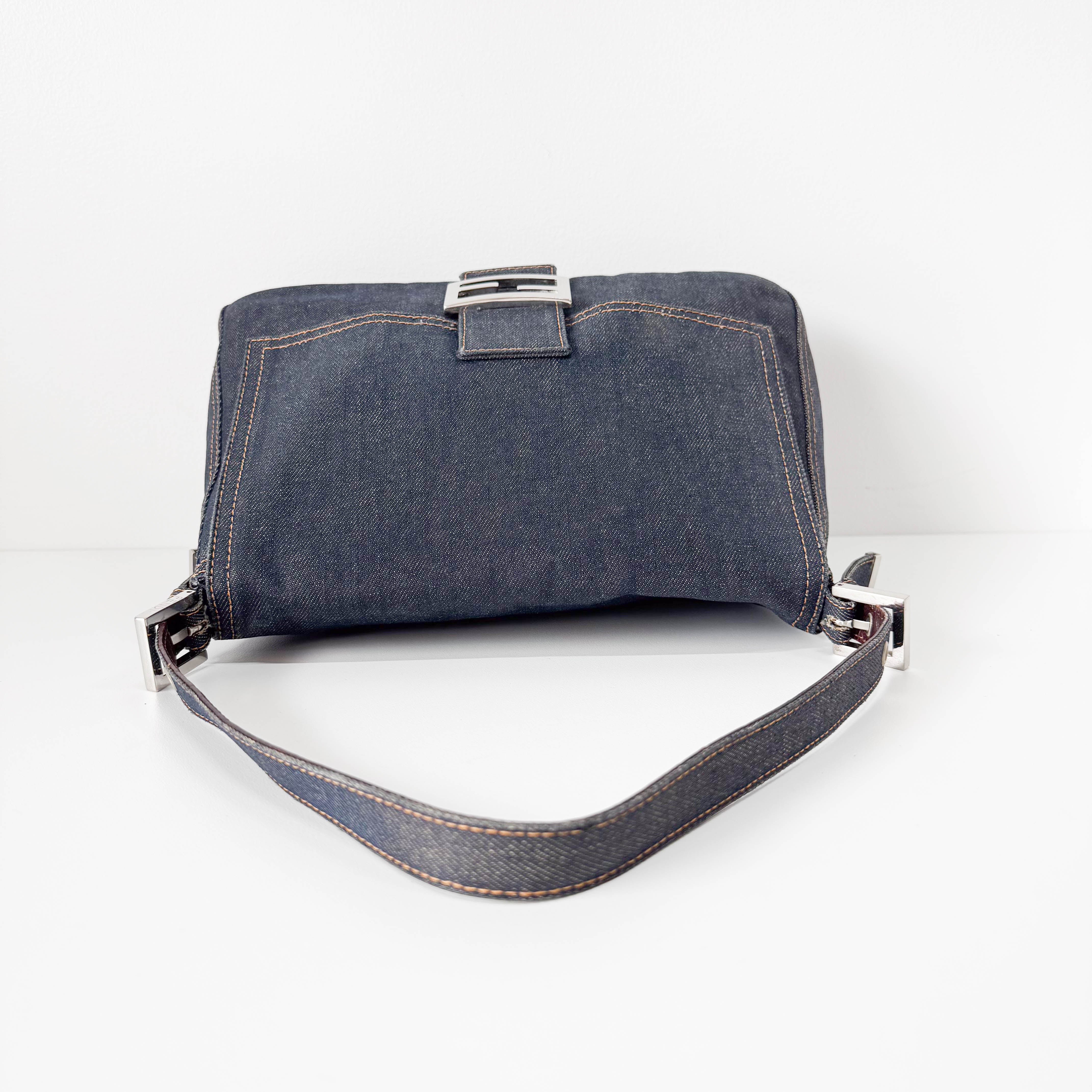 Mamma Baguette Blue Denim Shoulder Bag