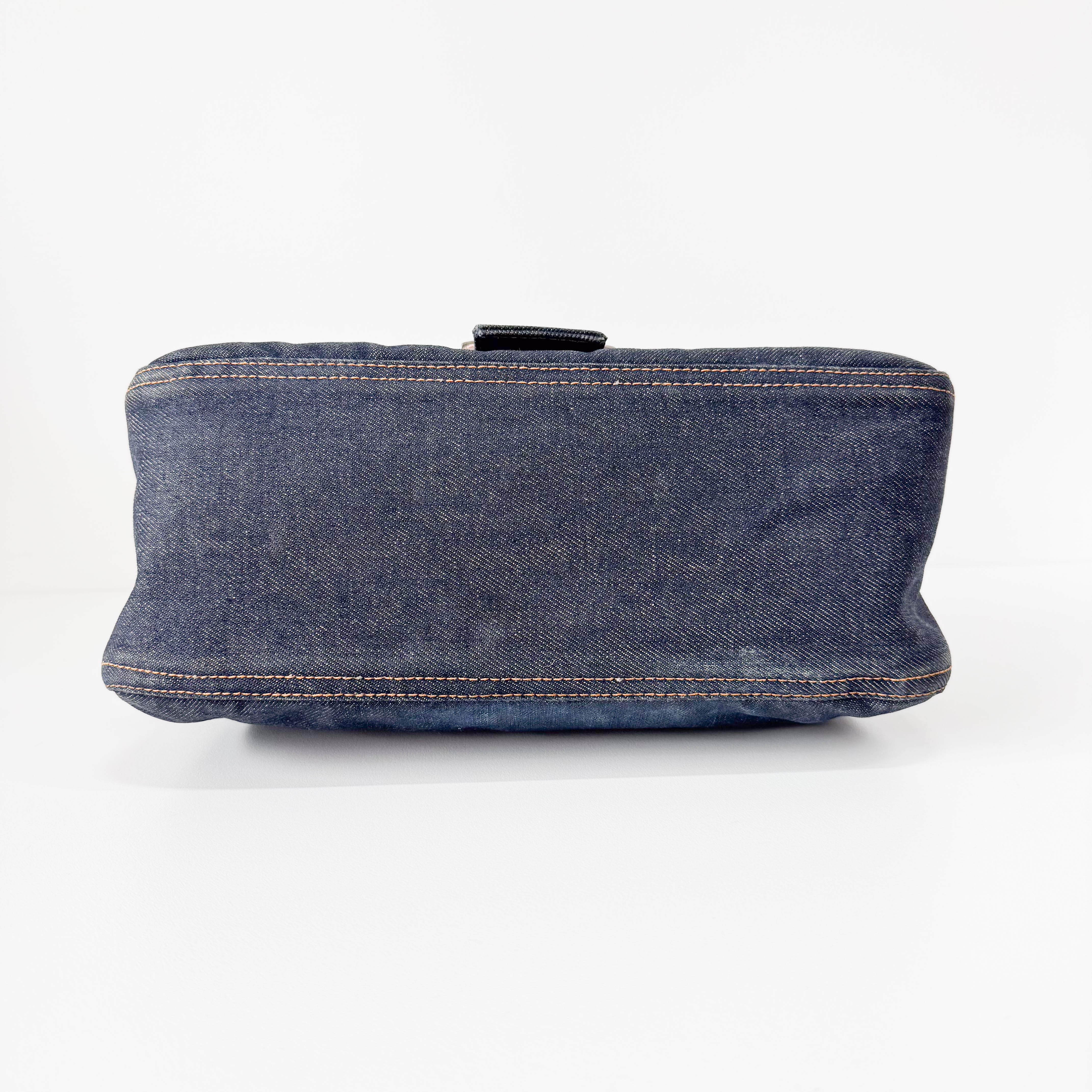 Mamma Baguette Blue Denim Shoulder Bag