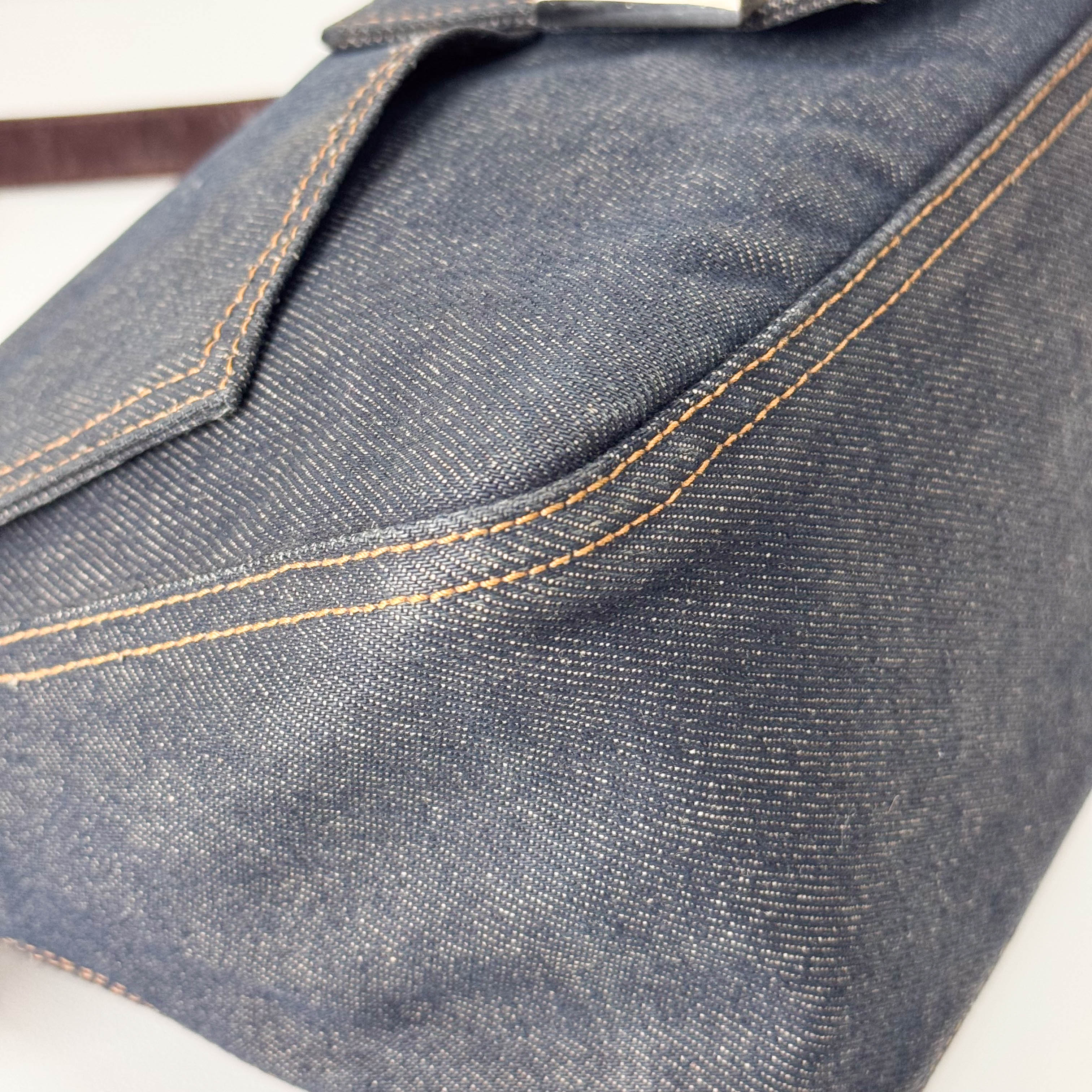 Mamma Baguette Blue Denim Shoulder Bag