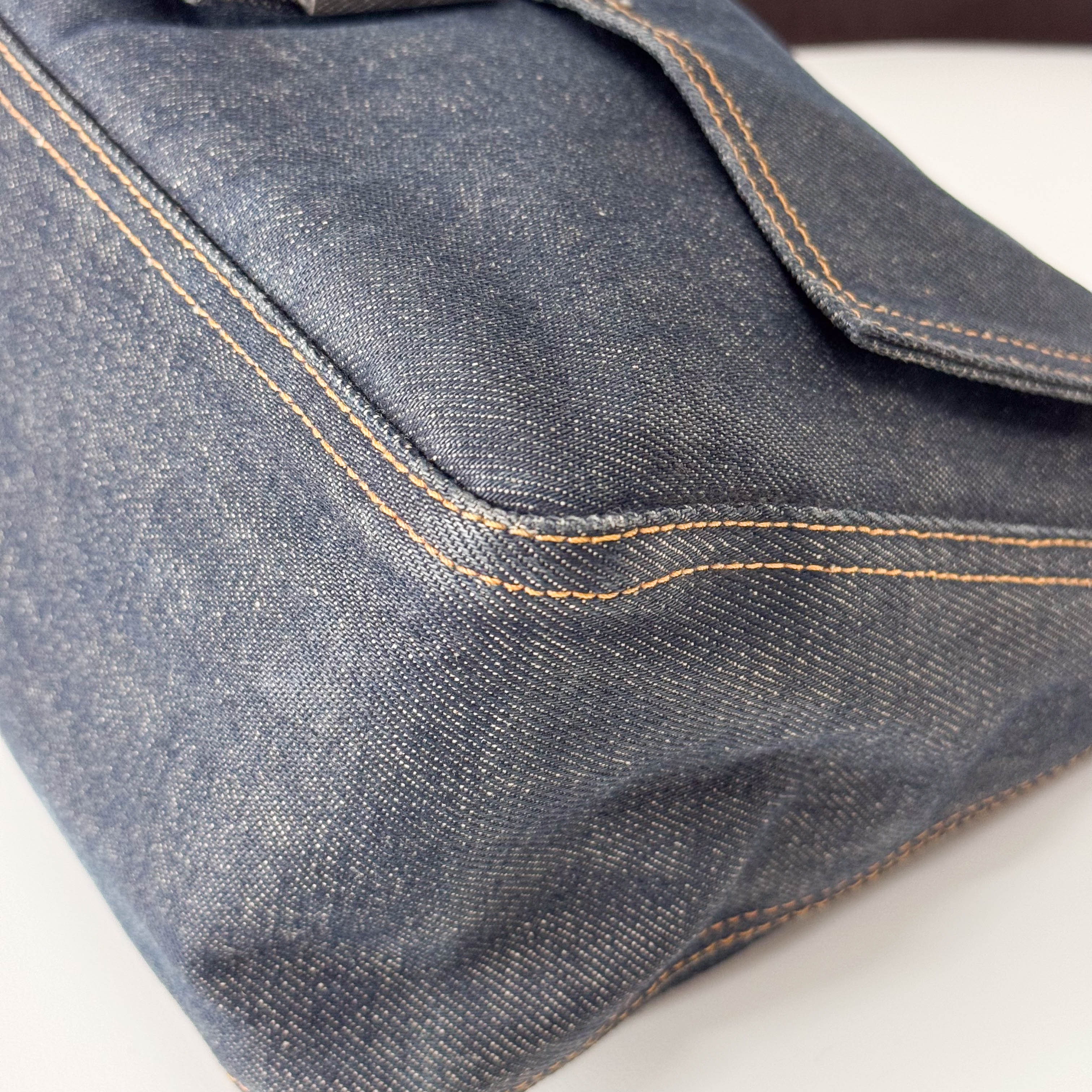 Mamma Baguette Blue Denim Shoulder Bag