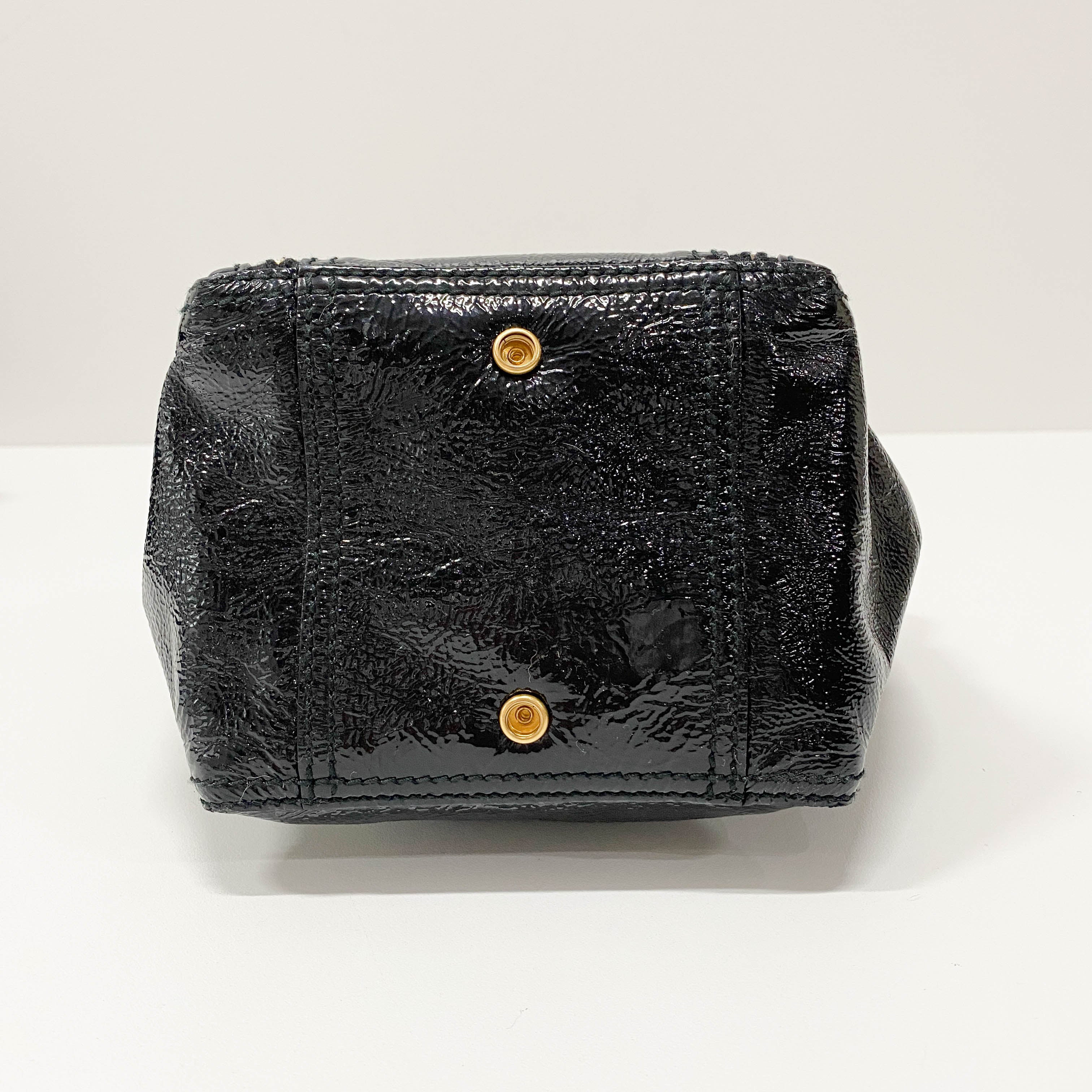 Downtown Black Patent Leather Handle Bag