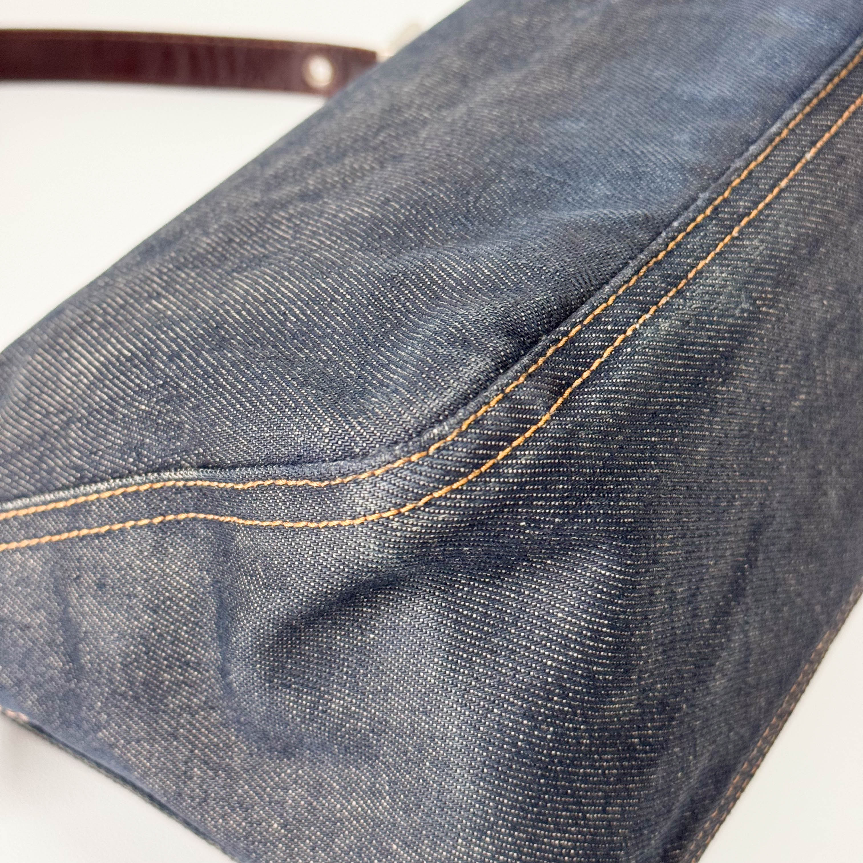 Mamma Baguette Blue Denim Shoulder Bag