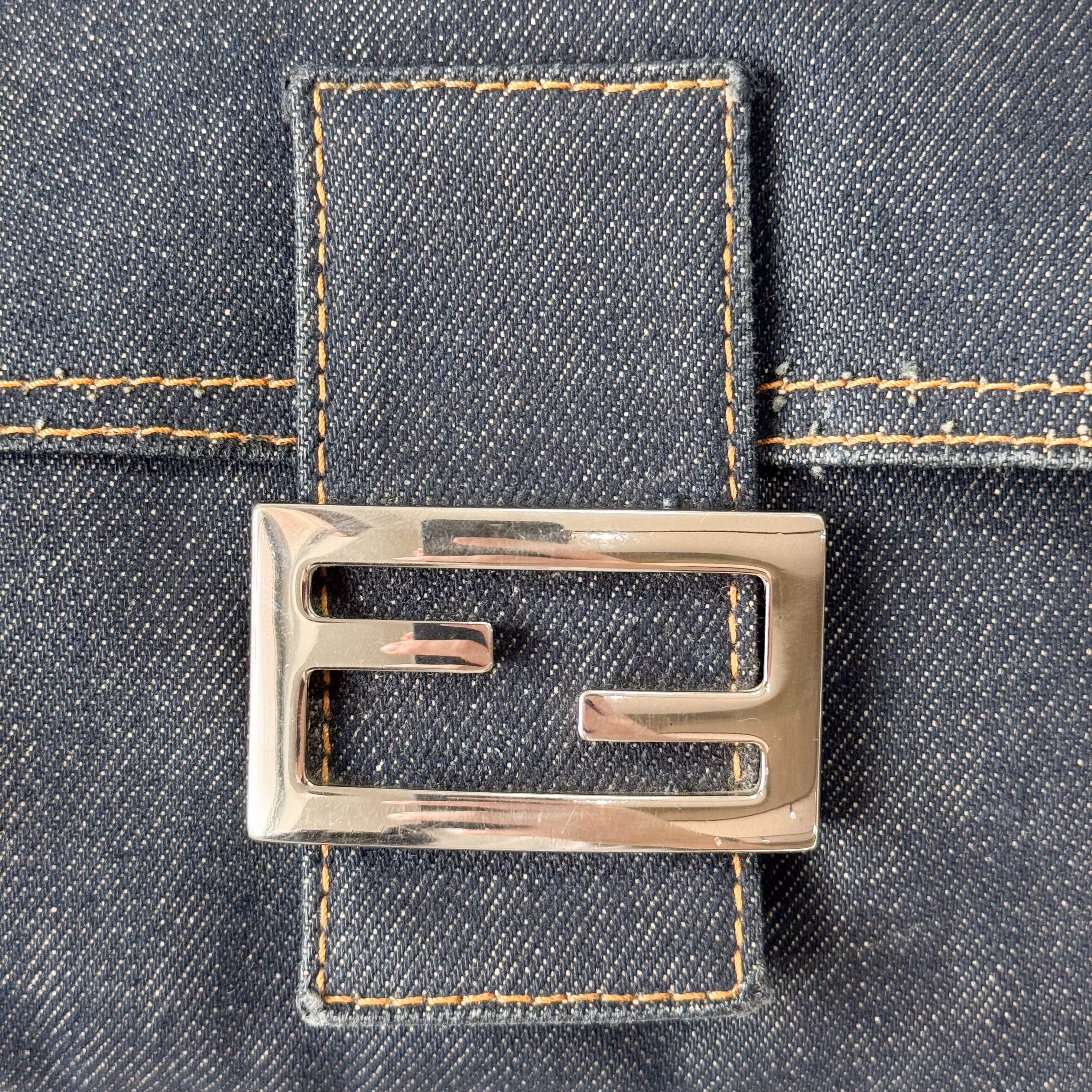 Mamma Baguette Blue Denim Shoulder Bag