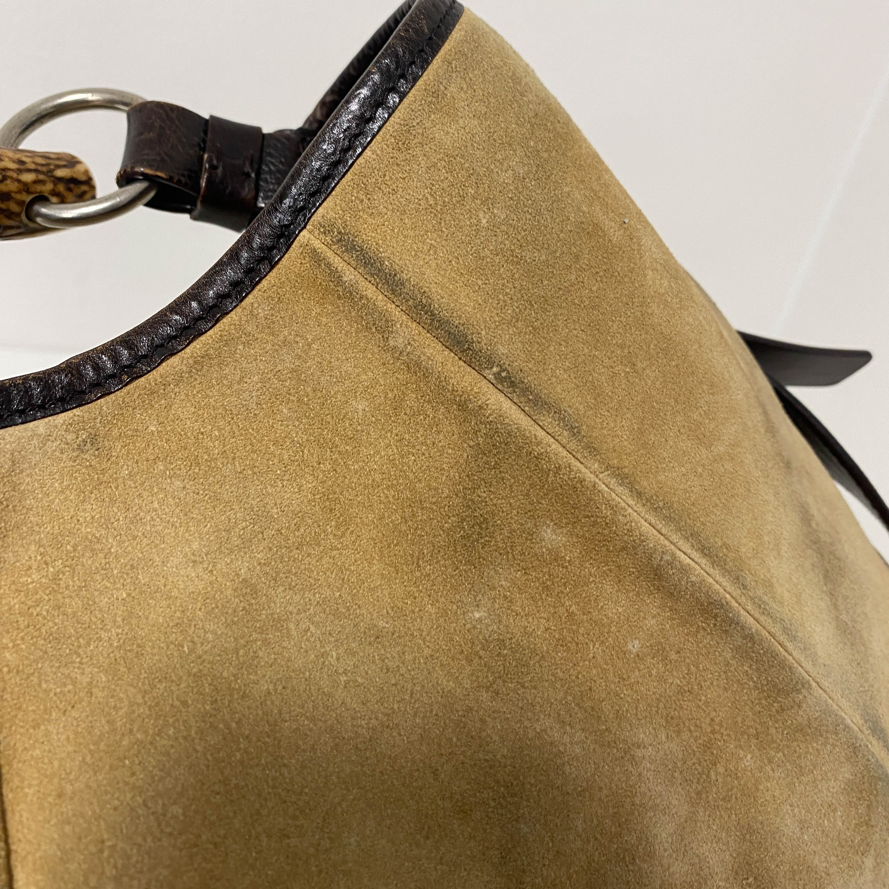 YSL Mombasa Brown Suede Shoulder Bag