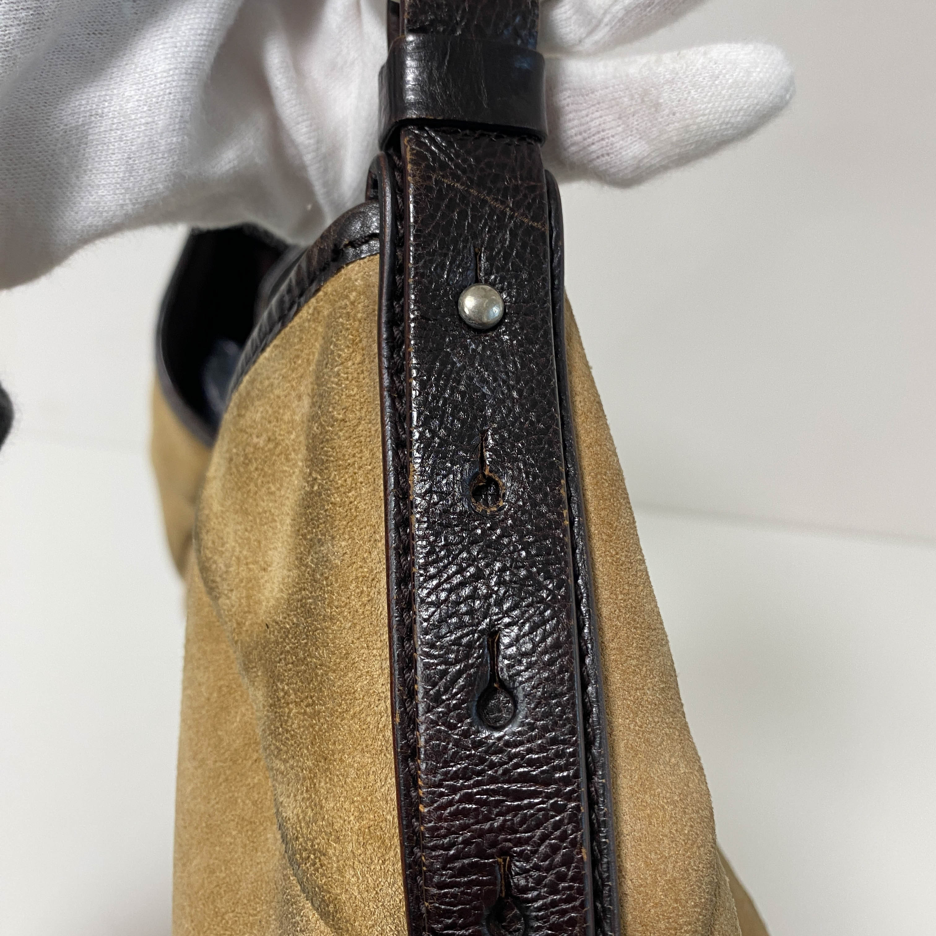 YSL Mombasa Brown Suede Shoulder Bag