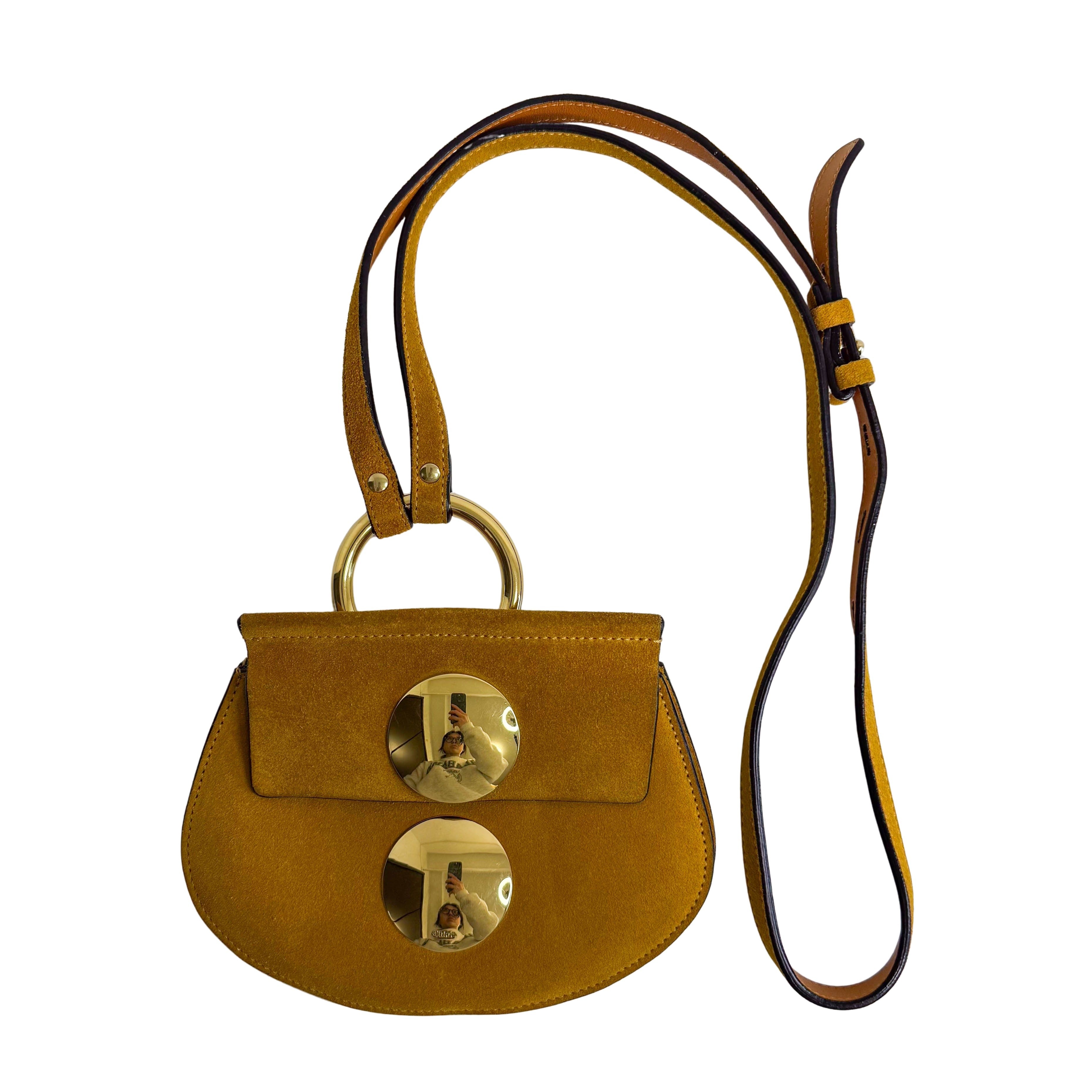 Chloé Suede Mini Mustard Shoulder Bag Round Hardware