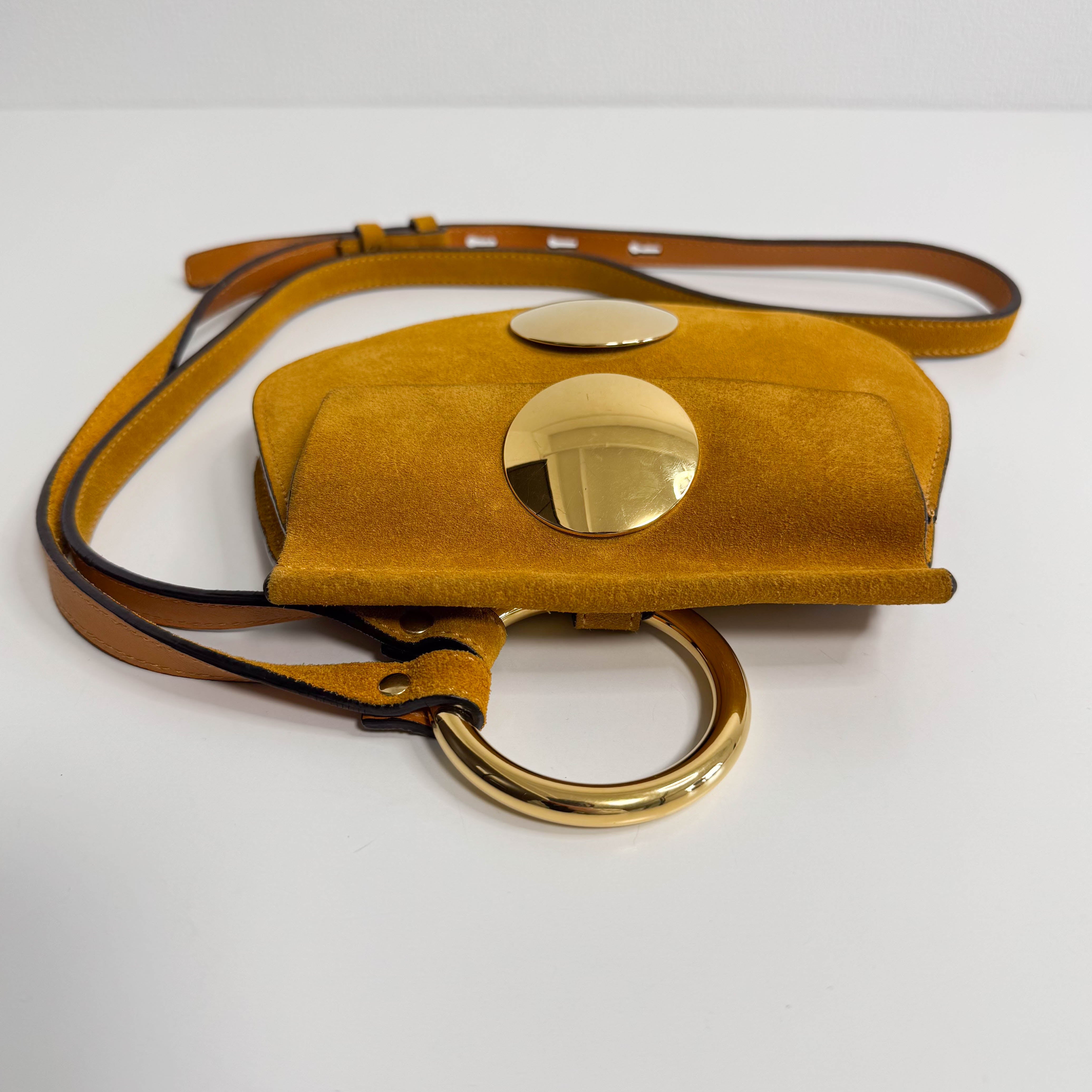 Chloé Suede Mini Mustard Shoulder Bag Round Hardware