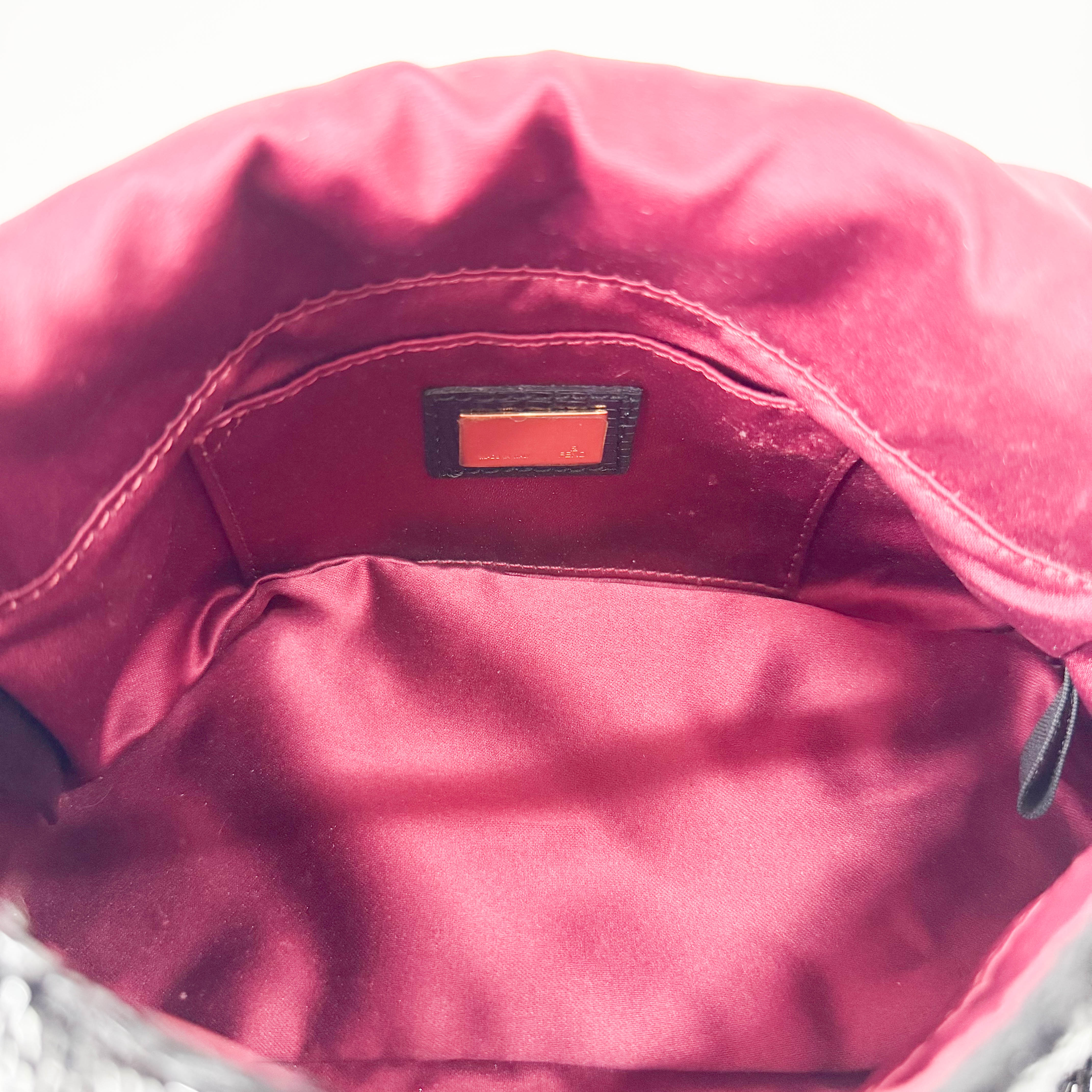 Mini Mamma Baguette Black Beads with Gold Buckle Bag