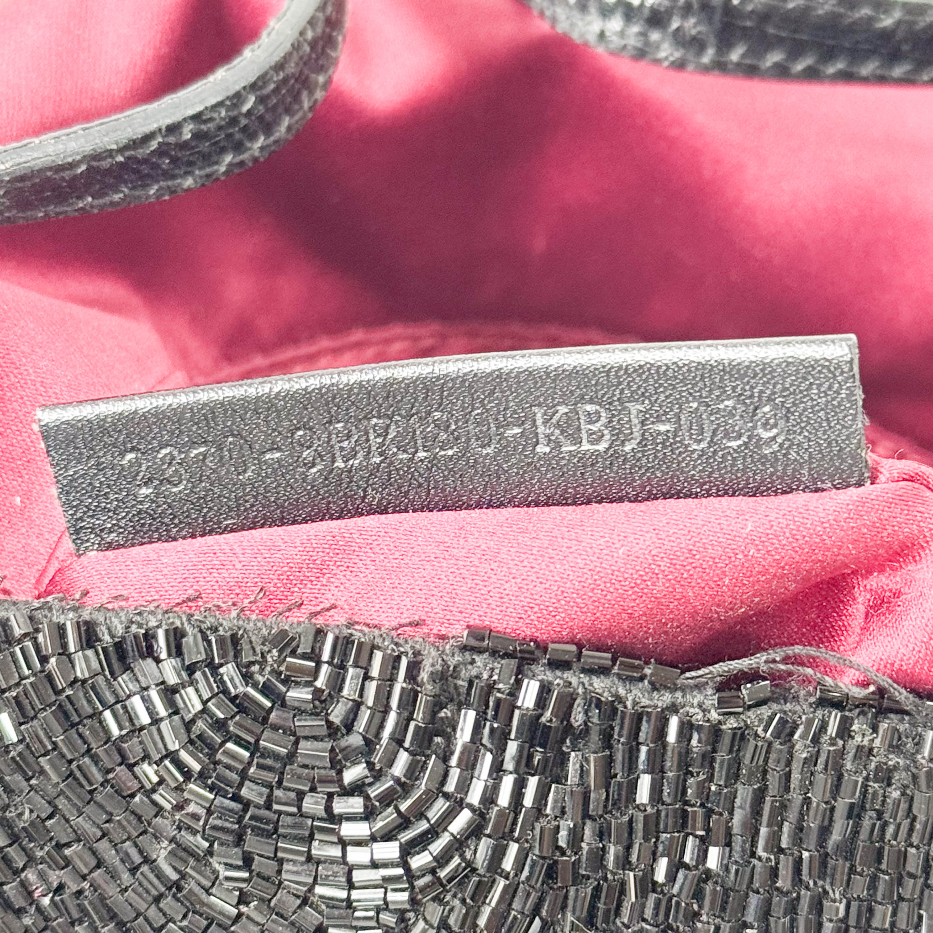 Mini Mamma Baguette Black Beads with Gold Buckle Bag