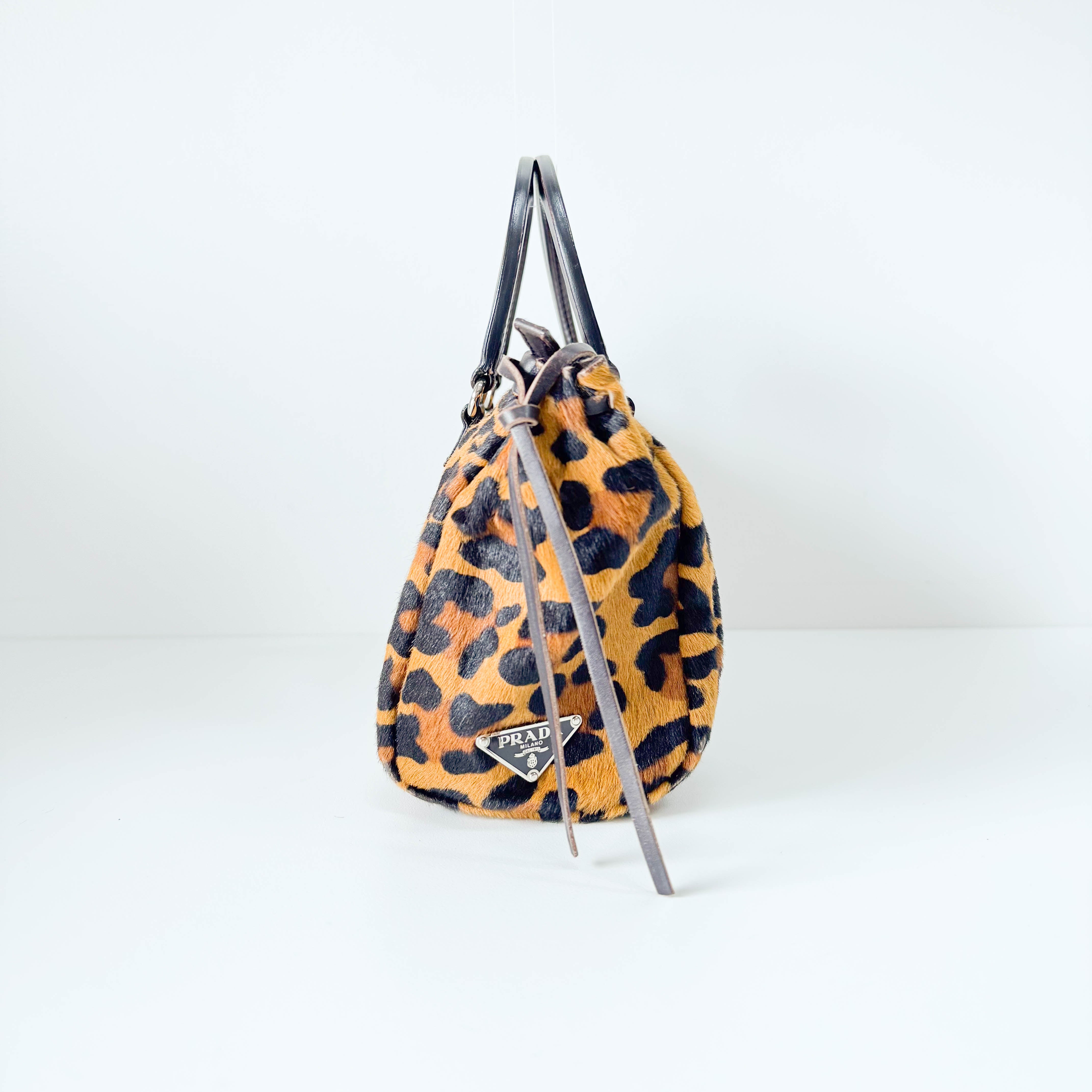Brown Leopard Print Pony Hair Handbag