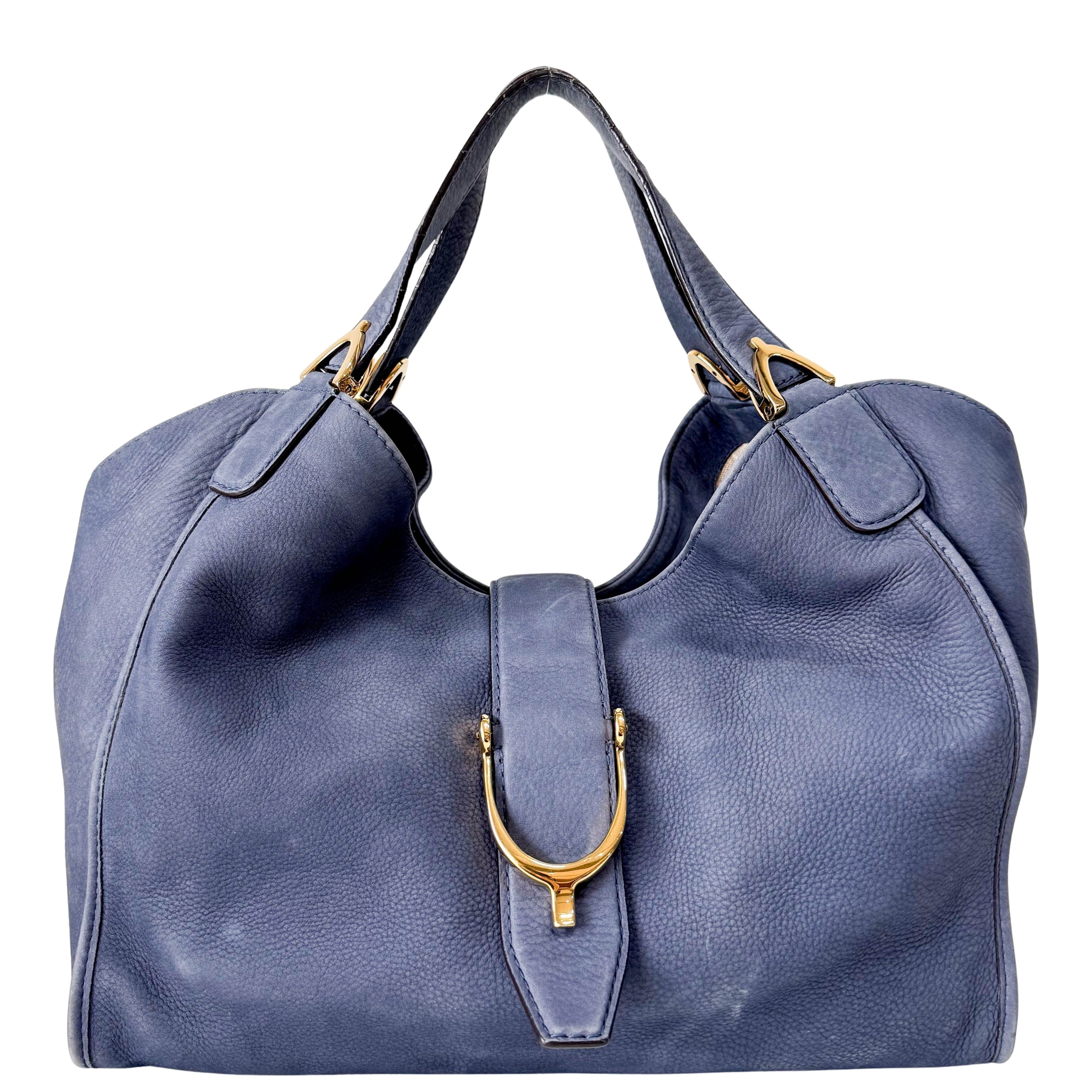 Dusty Blue Leather Handle Bag