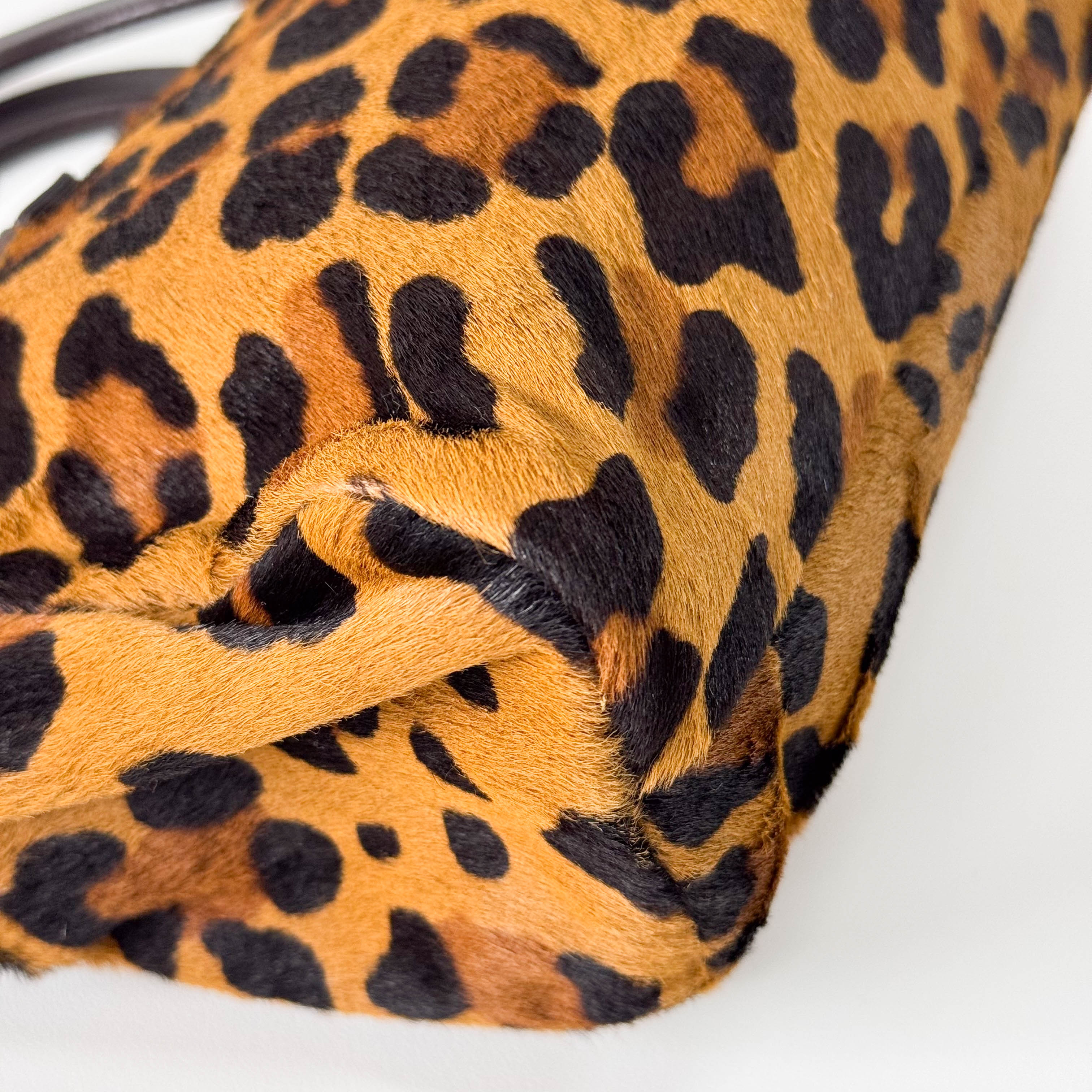 Brown Leopard Print Pony Hair Handbag