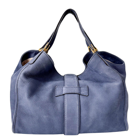 Dusty Blue Leather Handle Bag