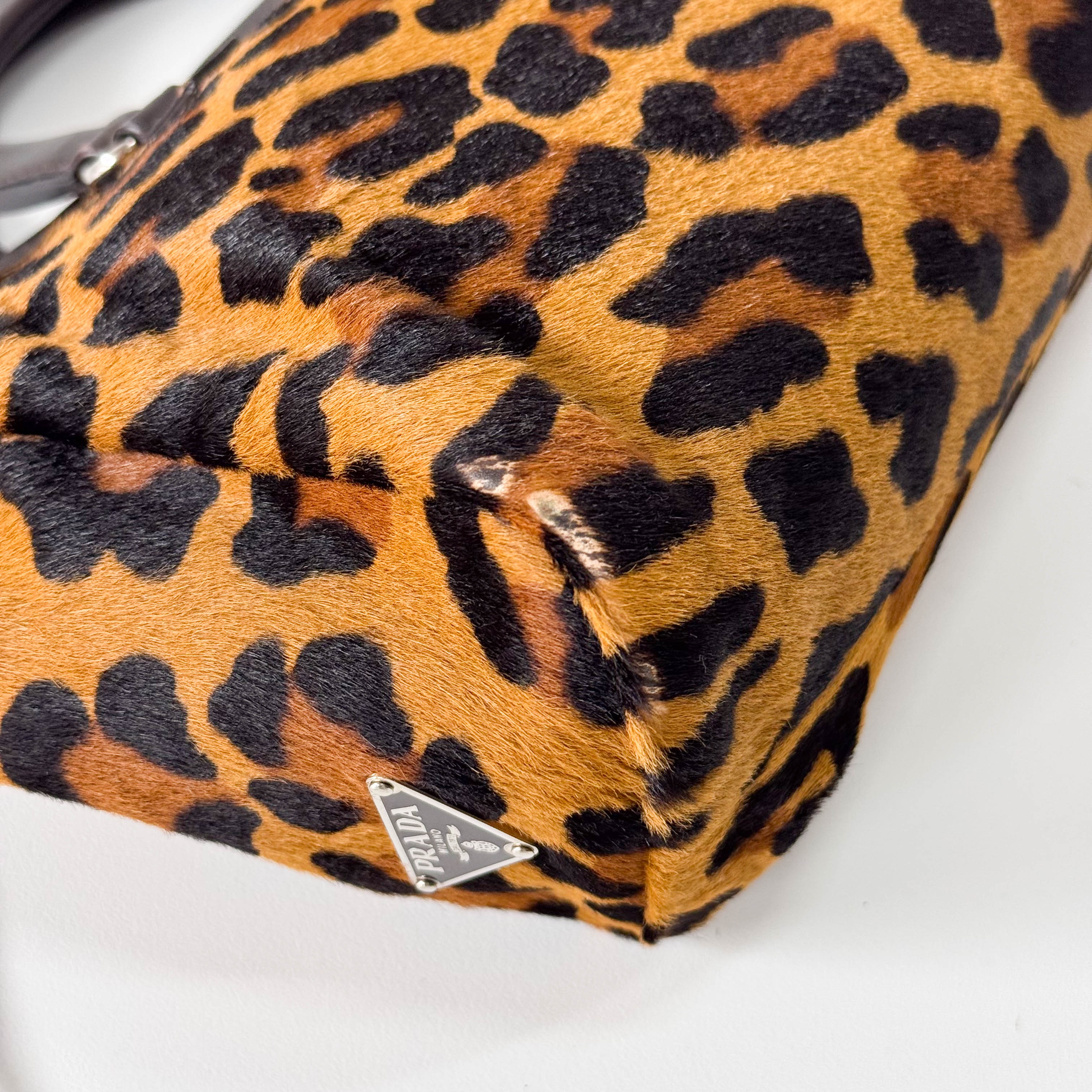 Brown Leopard Print Pony Hair Handbag