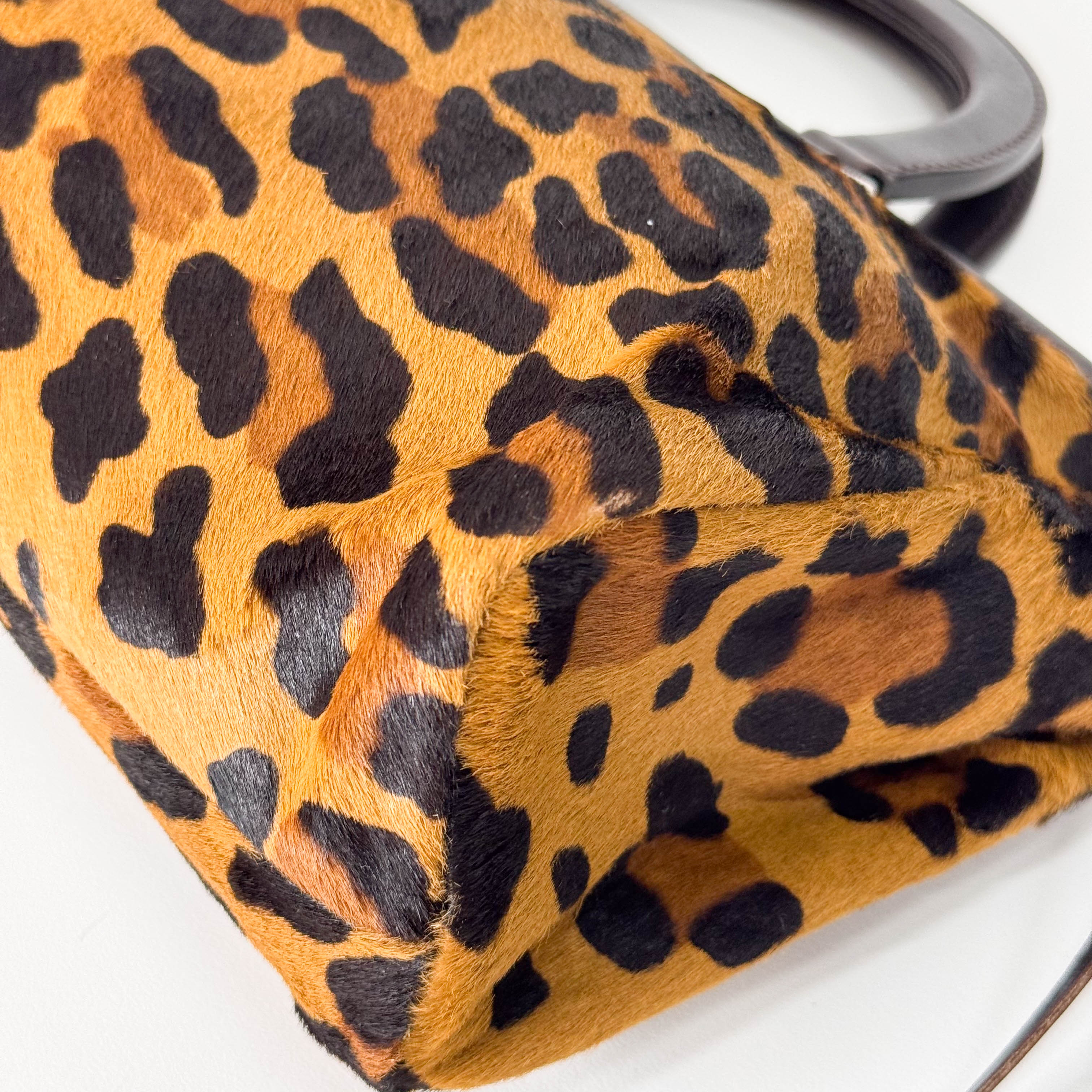 Brown Leopard Print Pony Hair Handbag