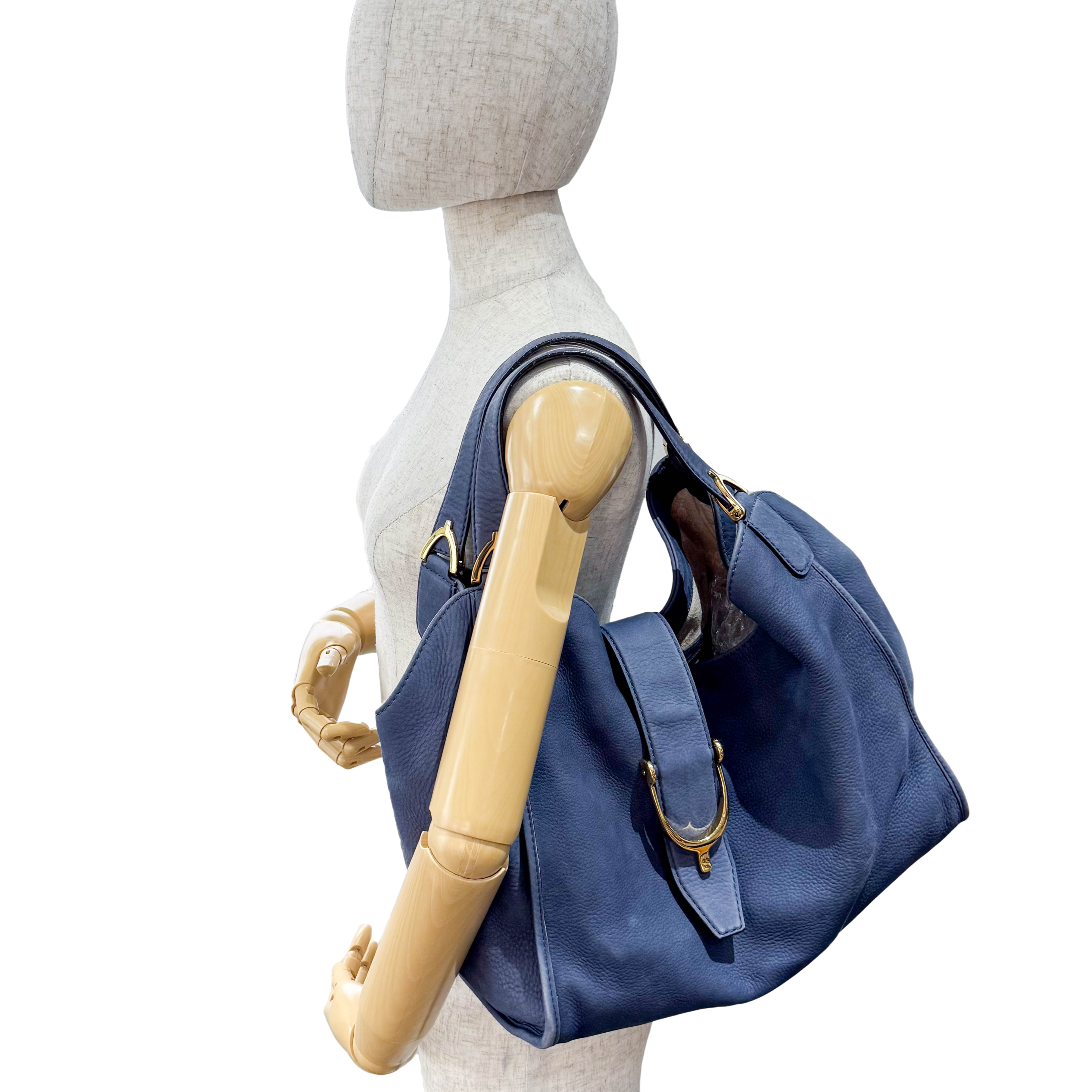 Dusty Blue Leather Handle Bag