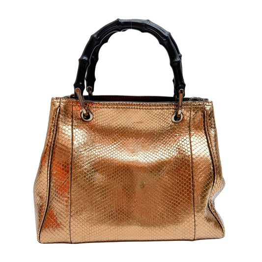 Bamboo Bronze Metallic Python Embossed Two Way Bag