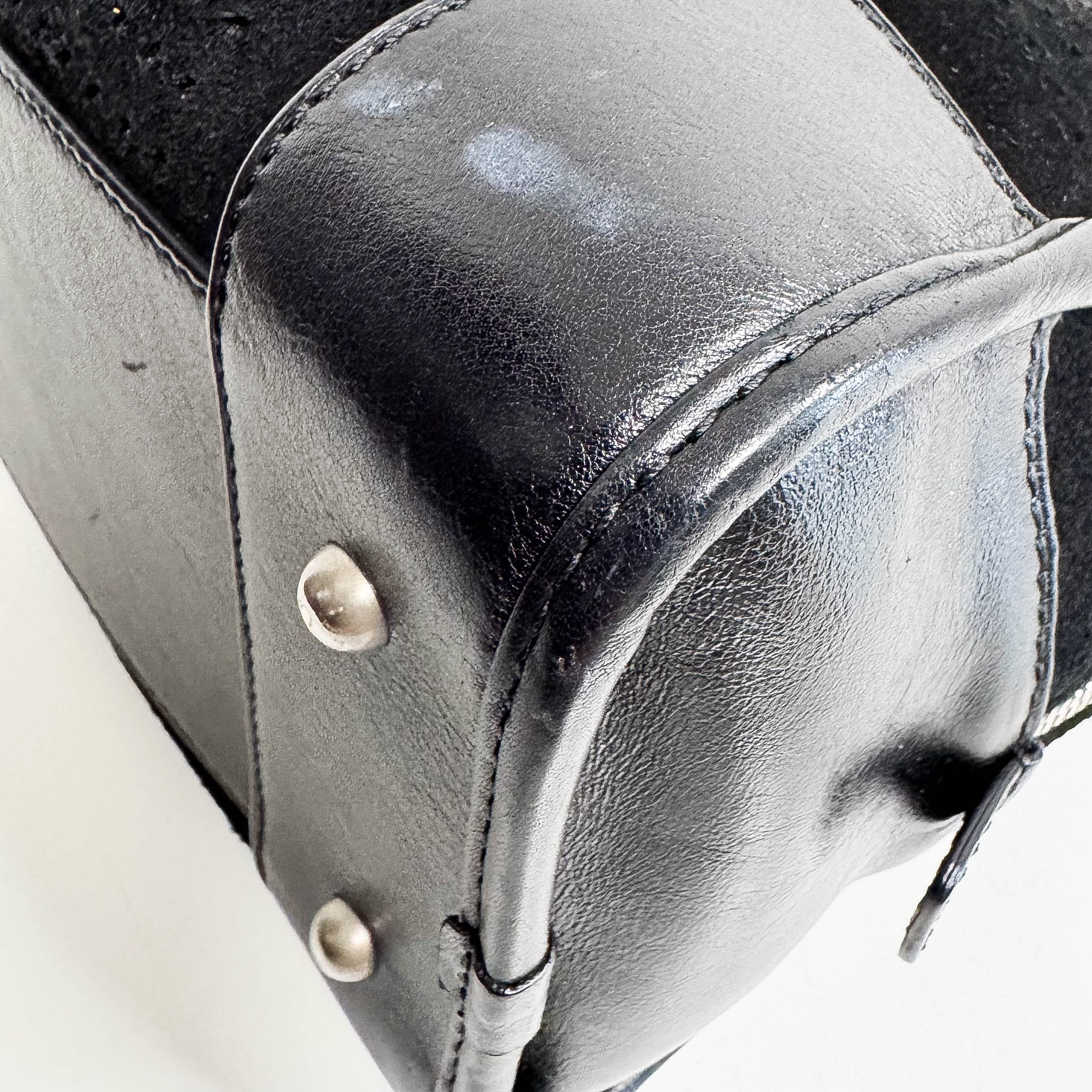 Loewe Amazona 28 Black Suede Boston Bag