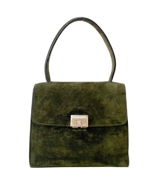 Suede Khaki Top Handle Bag