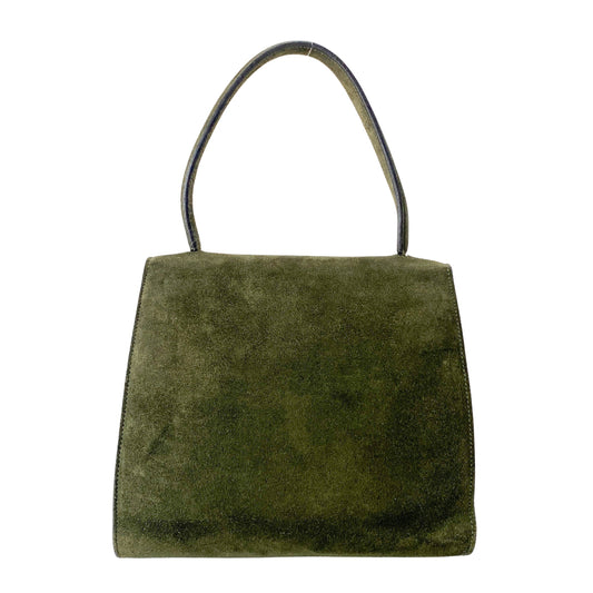 Suede Khaki Top Handle Bag