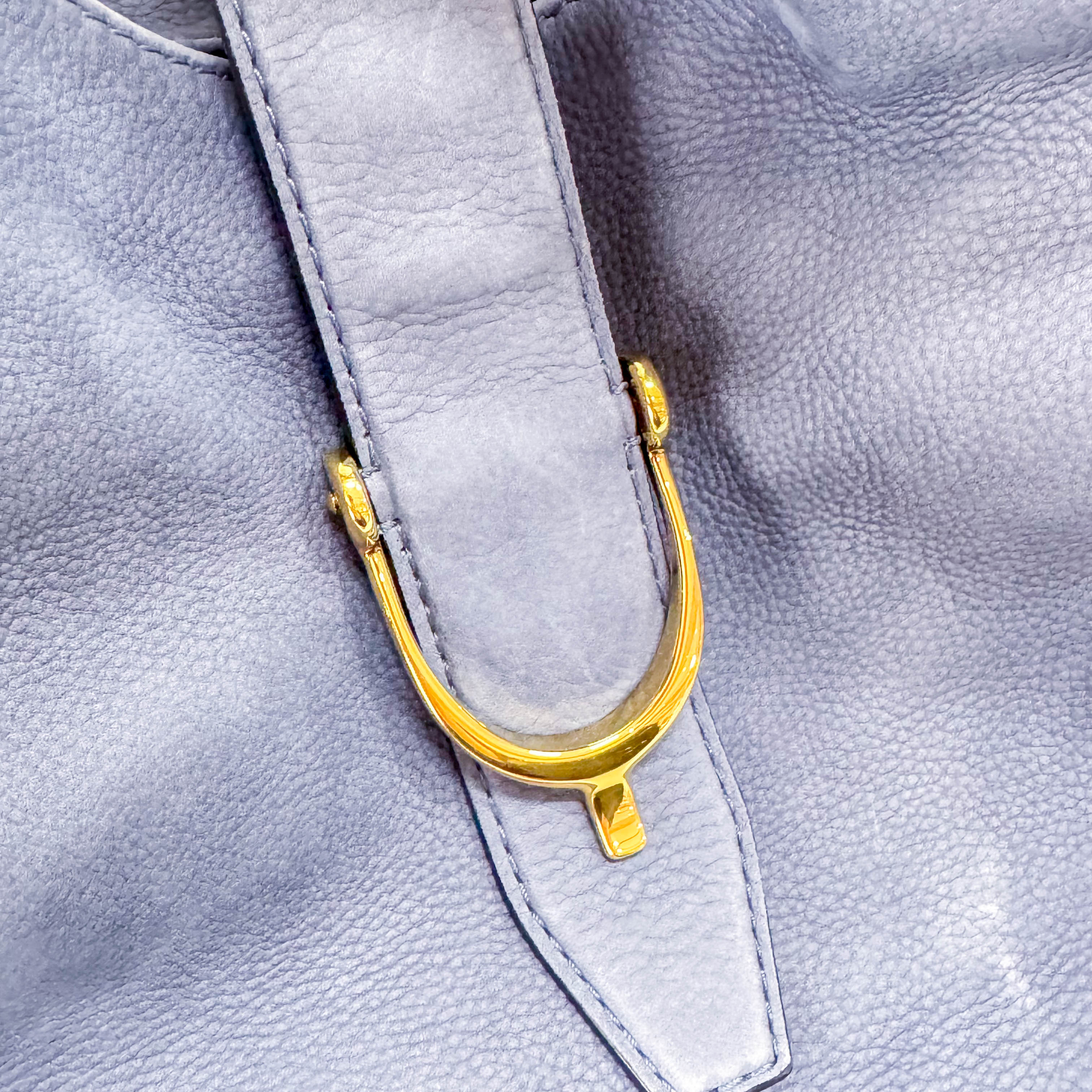 Dusty Blue Leather Handle Bag