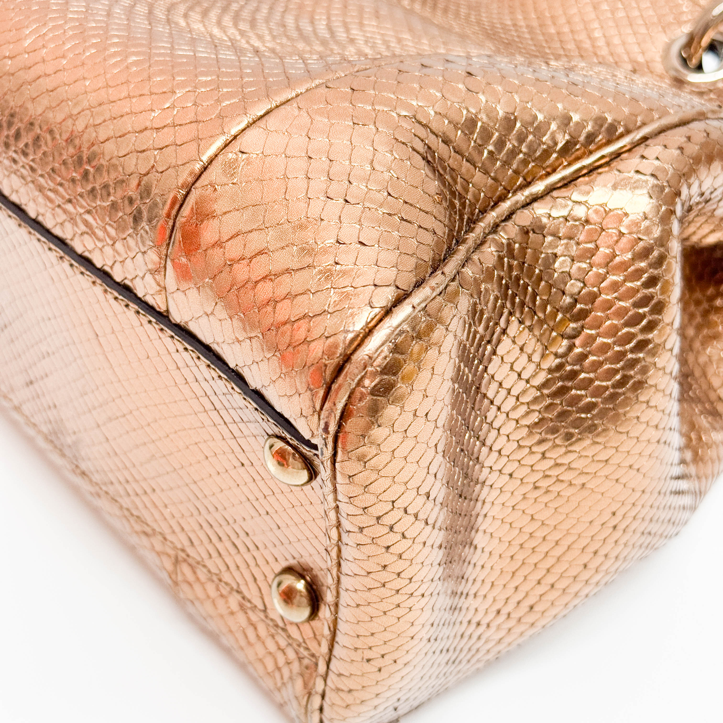 Bamboo Bronze Metallic Python Embossed Two Way Bag
