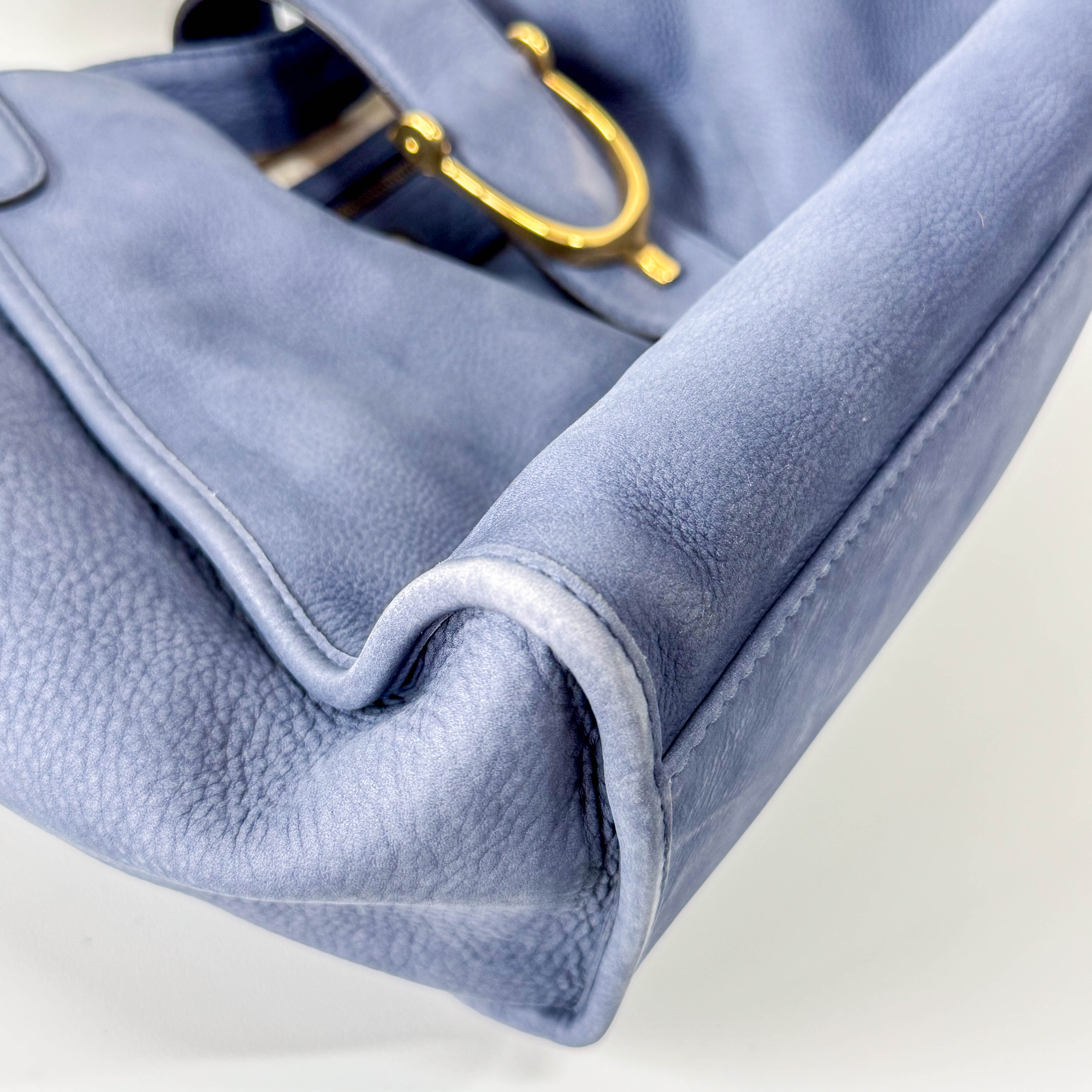 Dusty Blue Leather Handle Bag