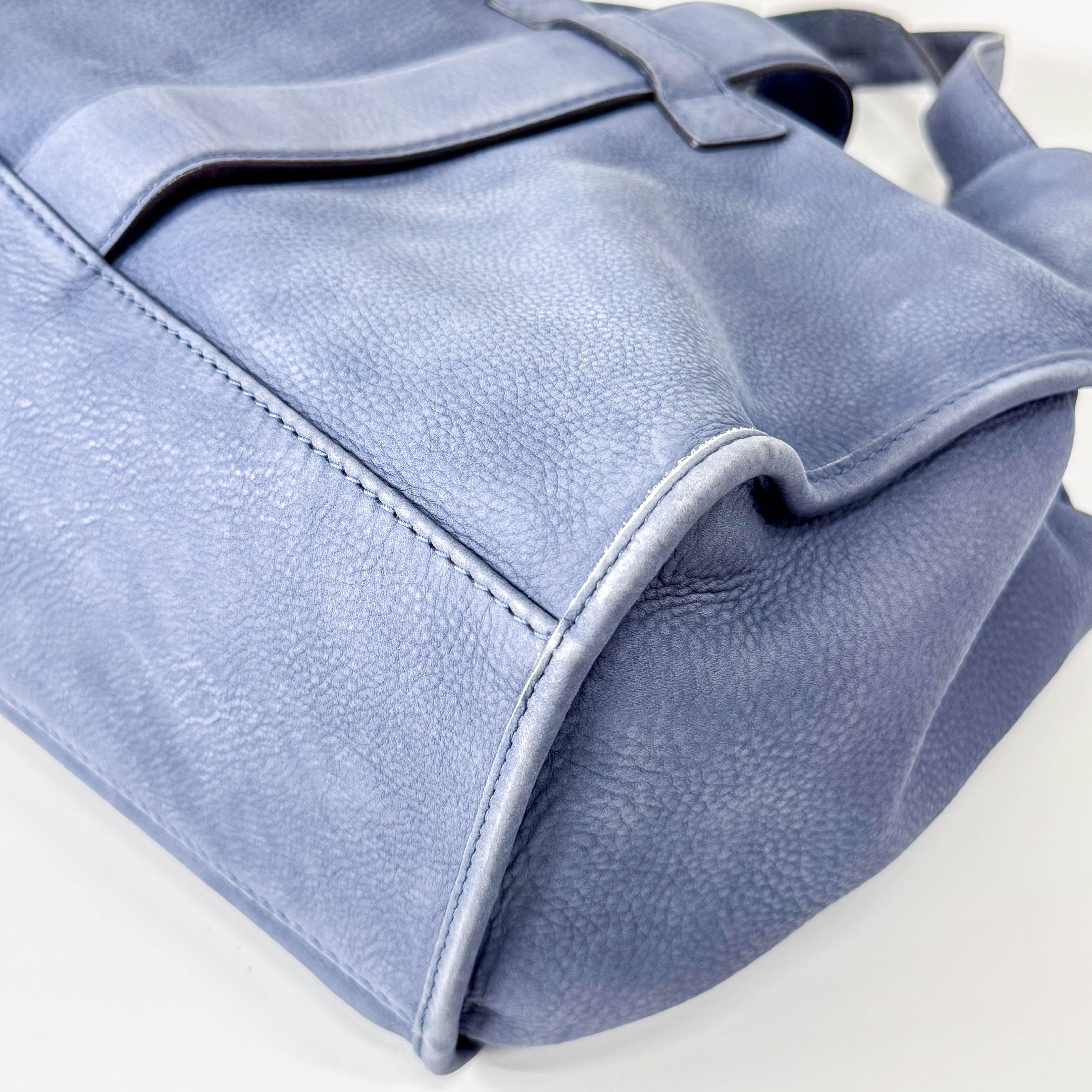 Dusty Blue Leather Handle Bag