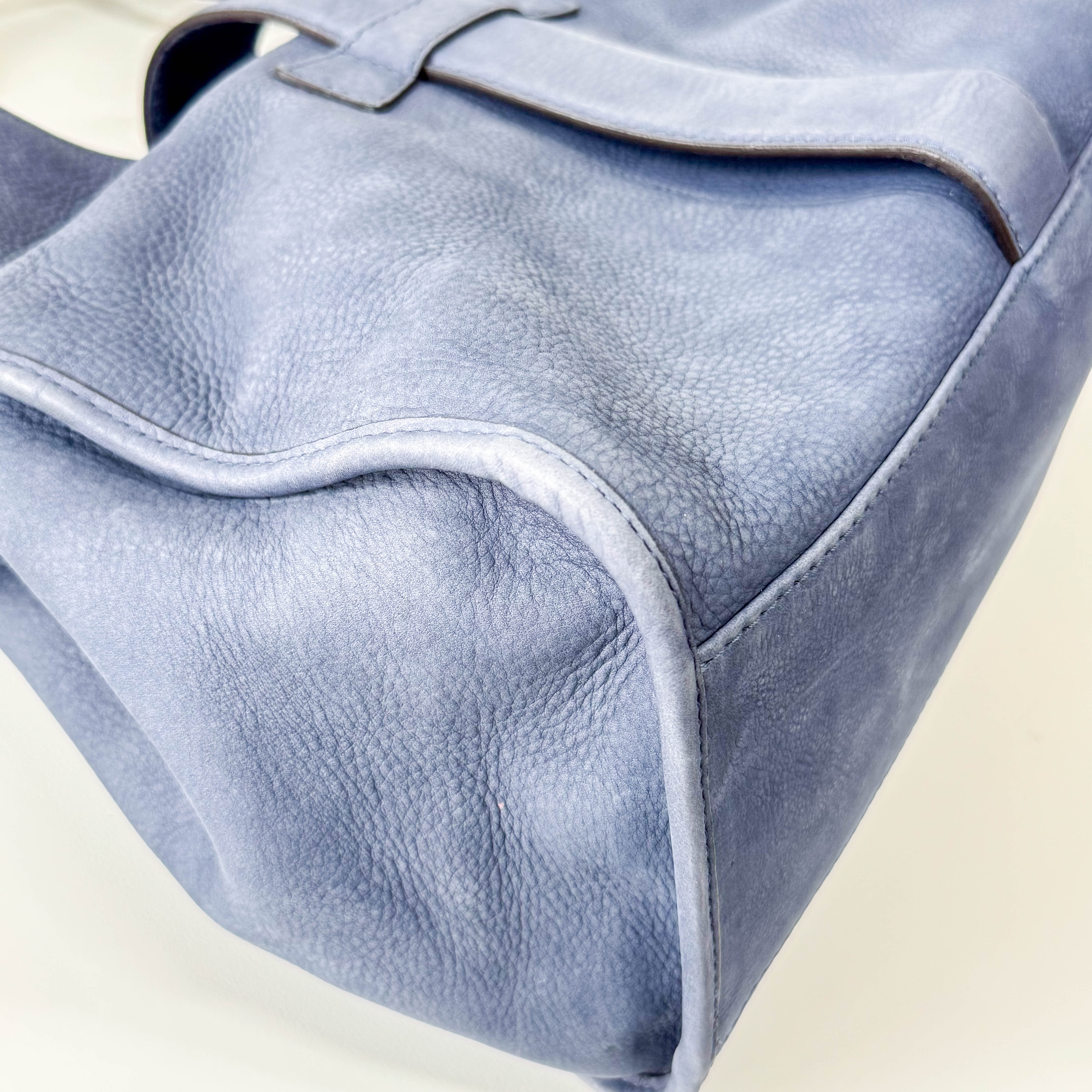 Dusty Blue Leather Handle Bag