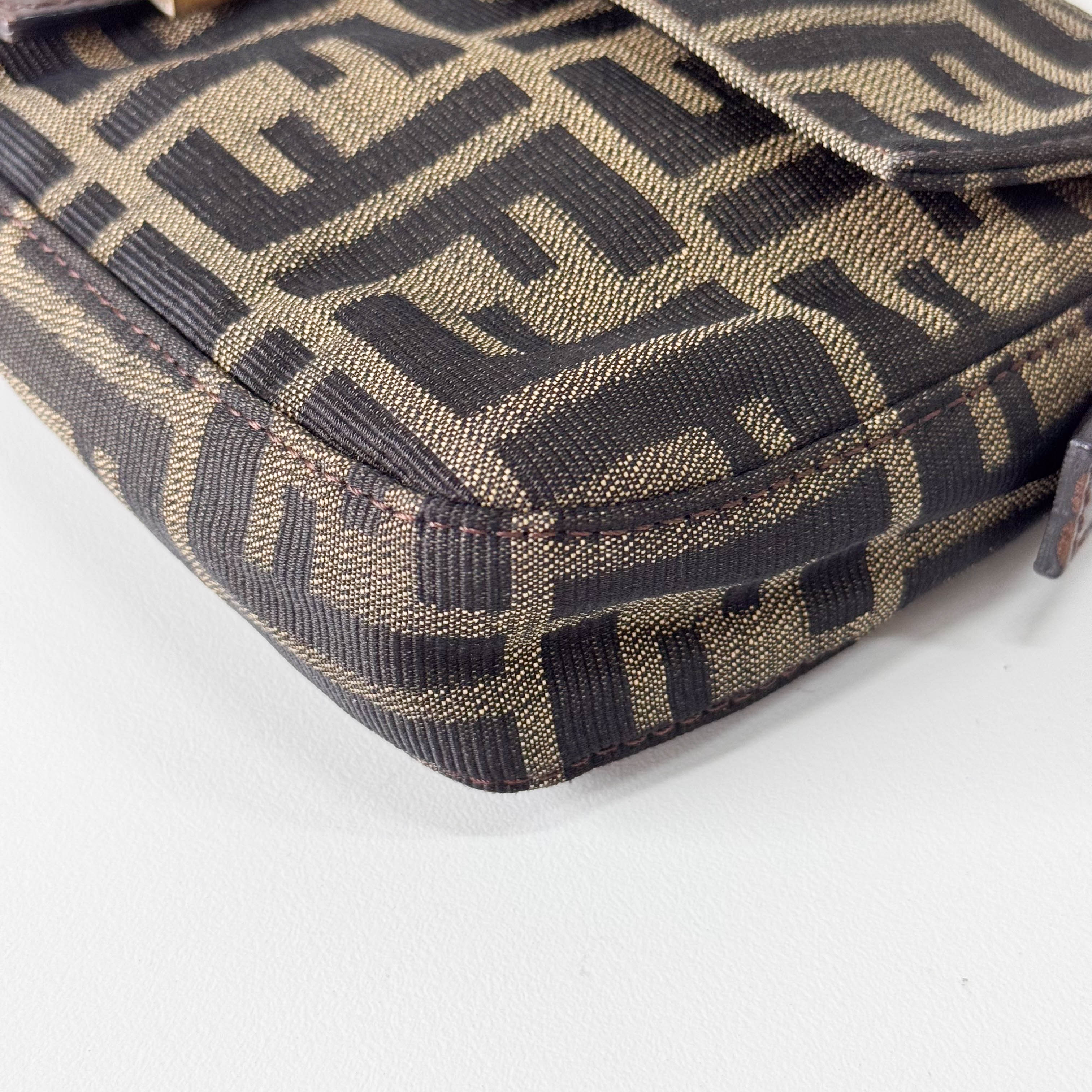 Zucca Baguette Brown Canvas Shoulder Bag