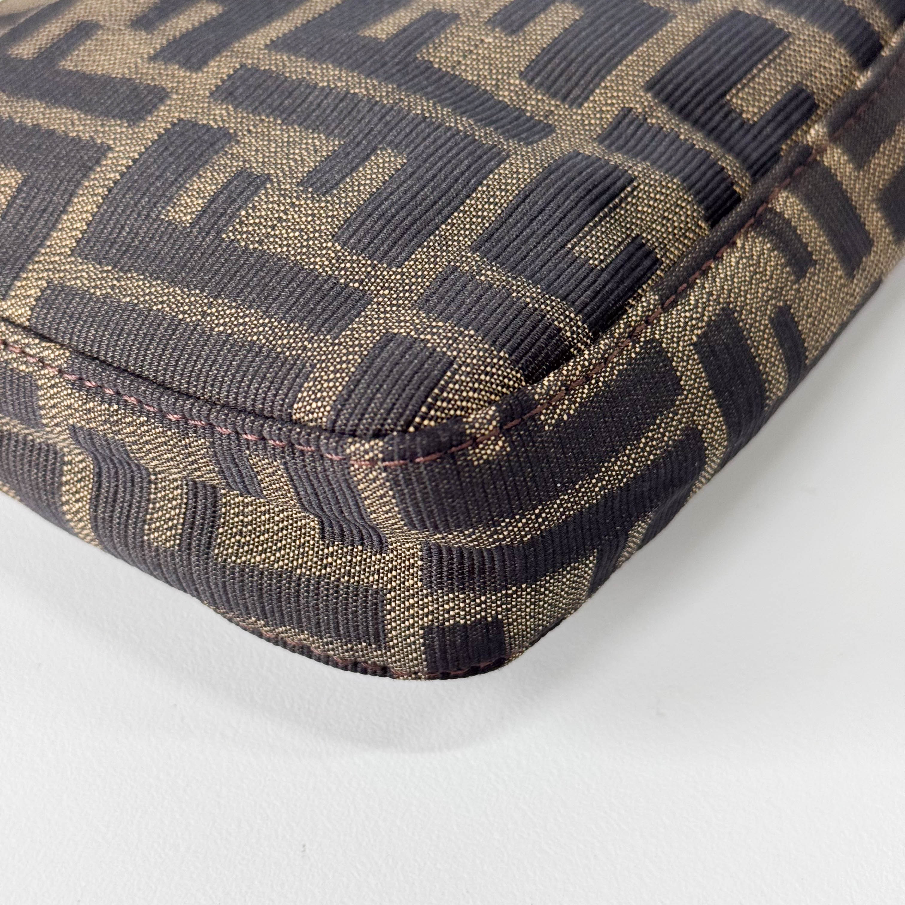 Zucca Baguette Brown Canvas Shoulder Bag