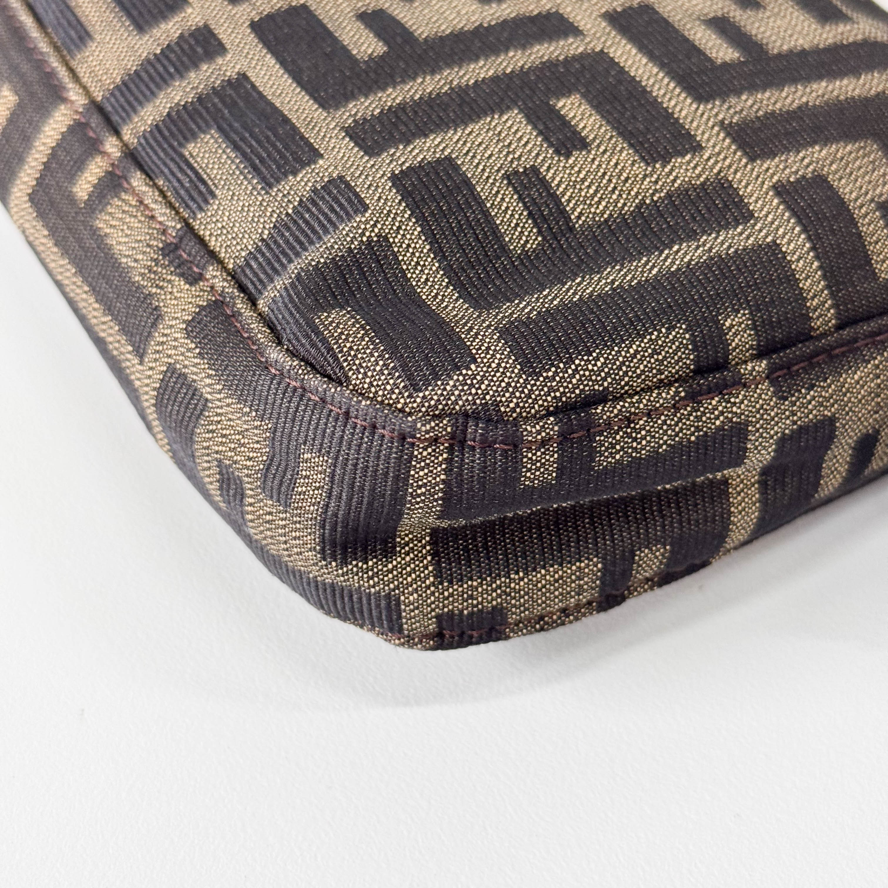 Zucca Baguette Brown Canvas Shoulder Bag