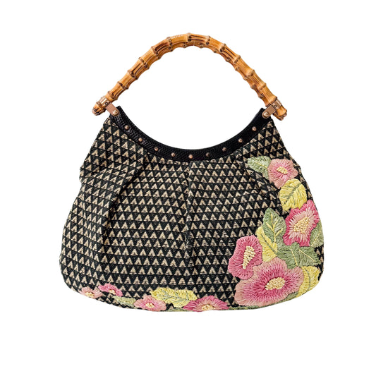 Bamboo Multi-colour Floral Embroidery Cotton Bag