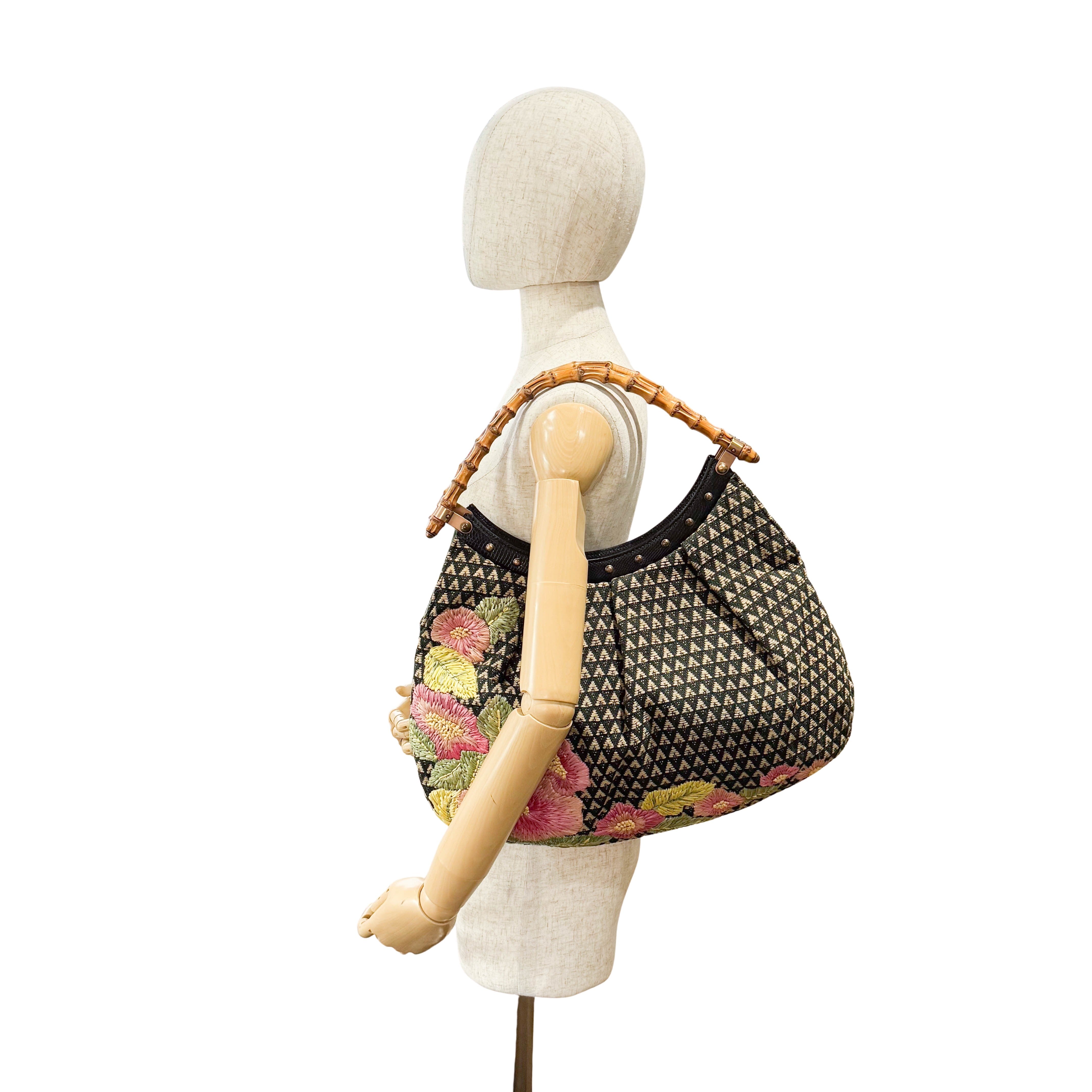 Bamboo Multi-colour Floral Embroidery Cotton Bag