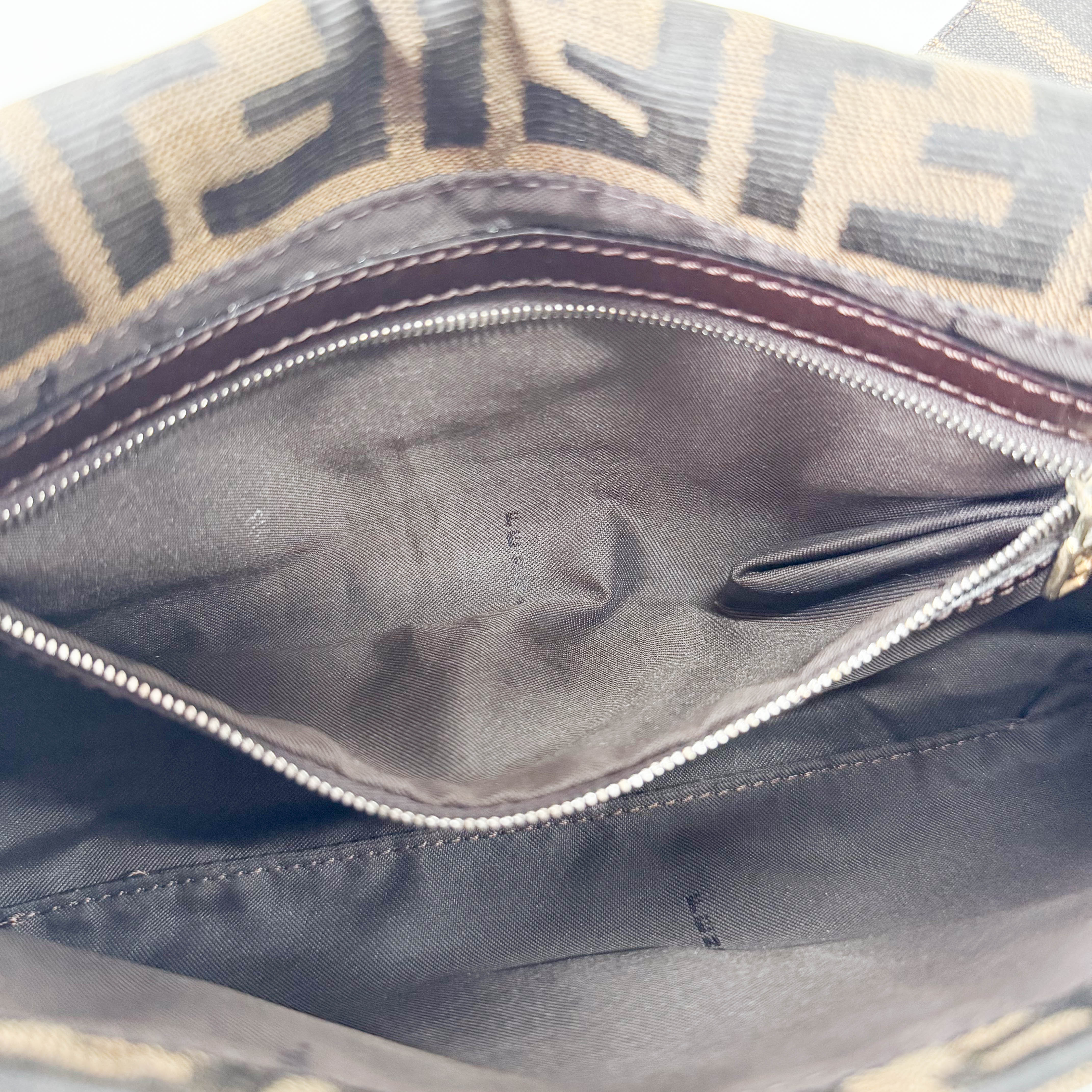 Zucca Baguette Brown Canvas Shoulder Bag