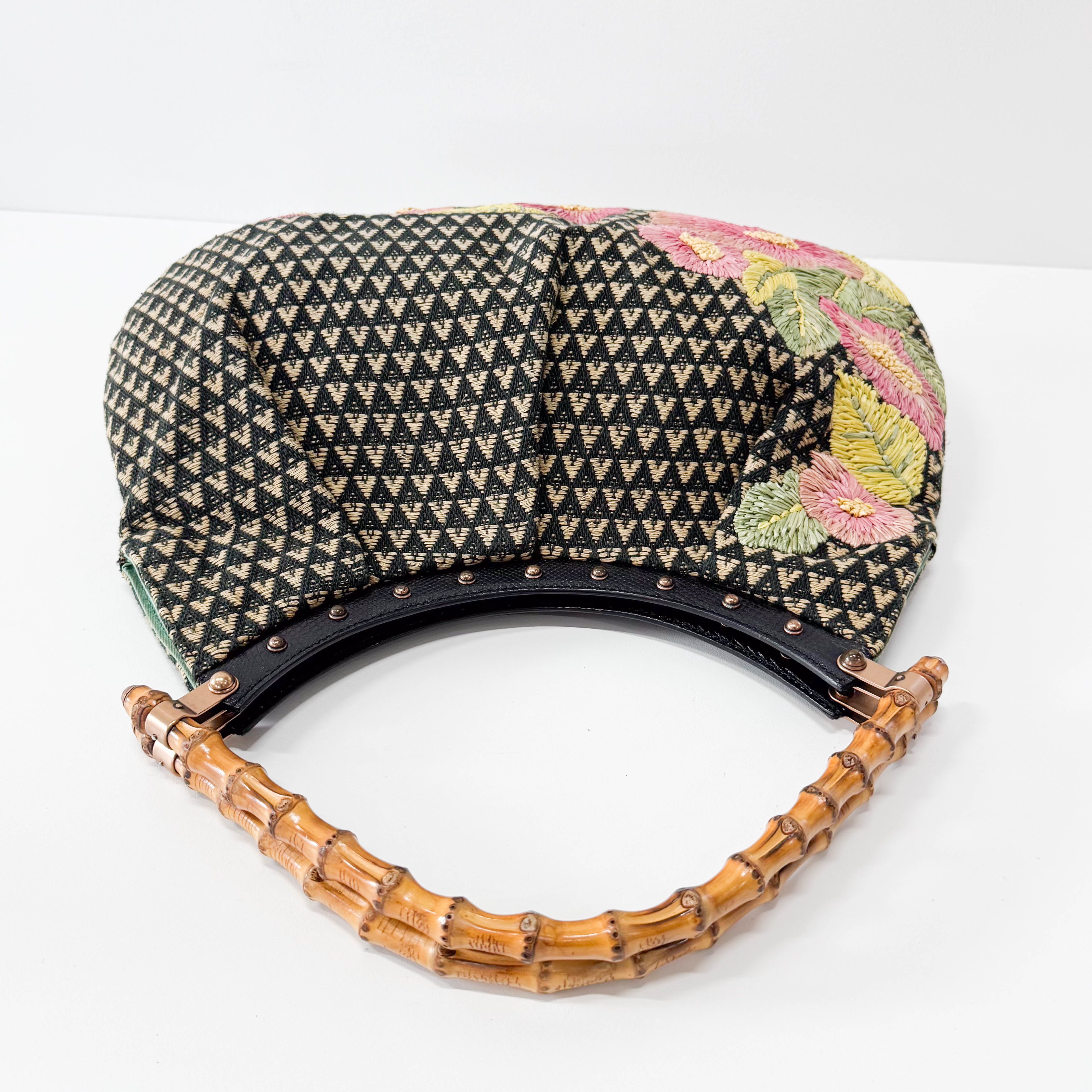 Bamboo Multi-colour Floral Embroidery Cotton Bag