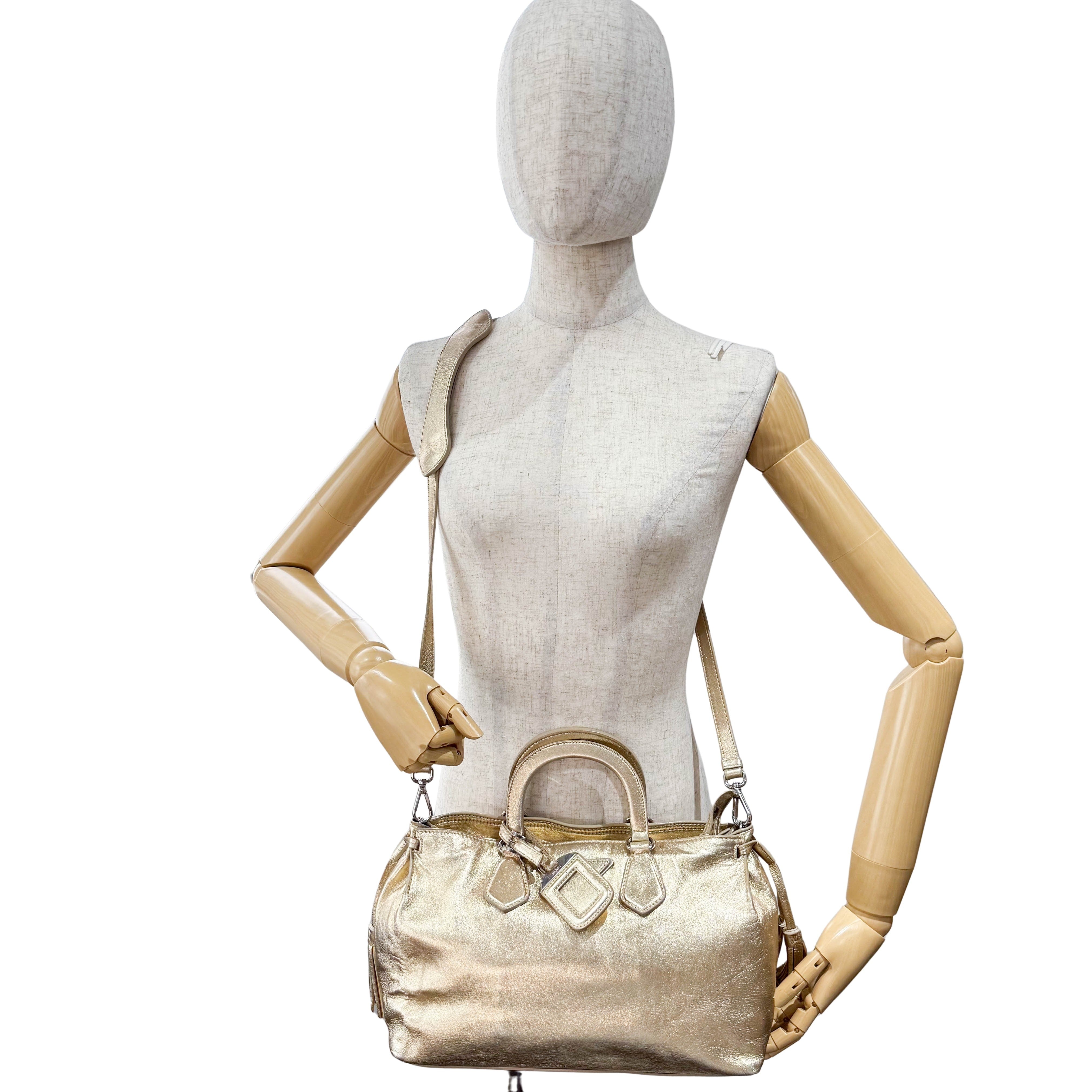 Gold Leather Handbag