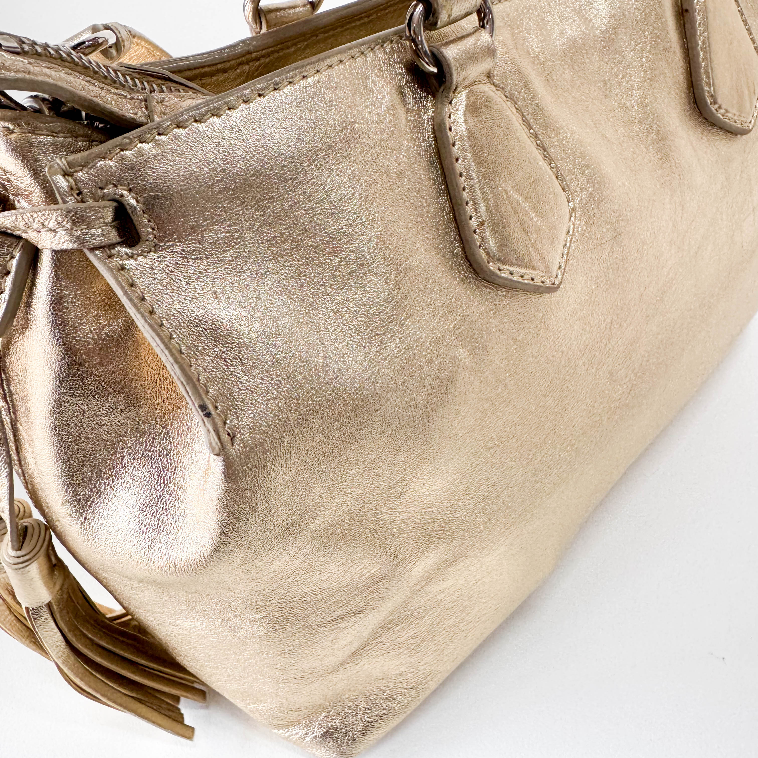 Gold Leather Handbag