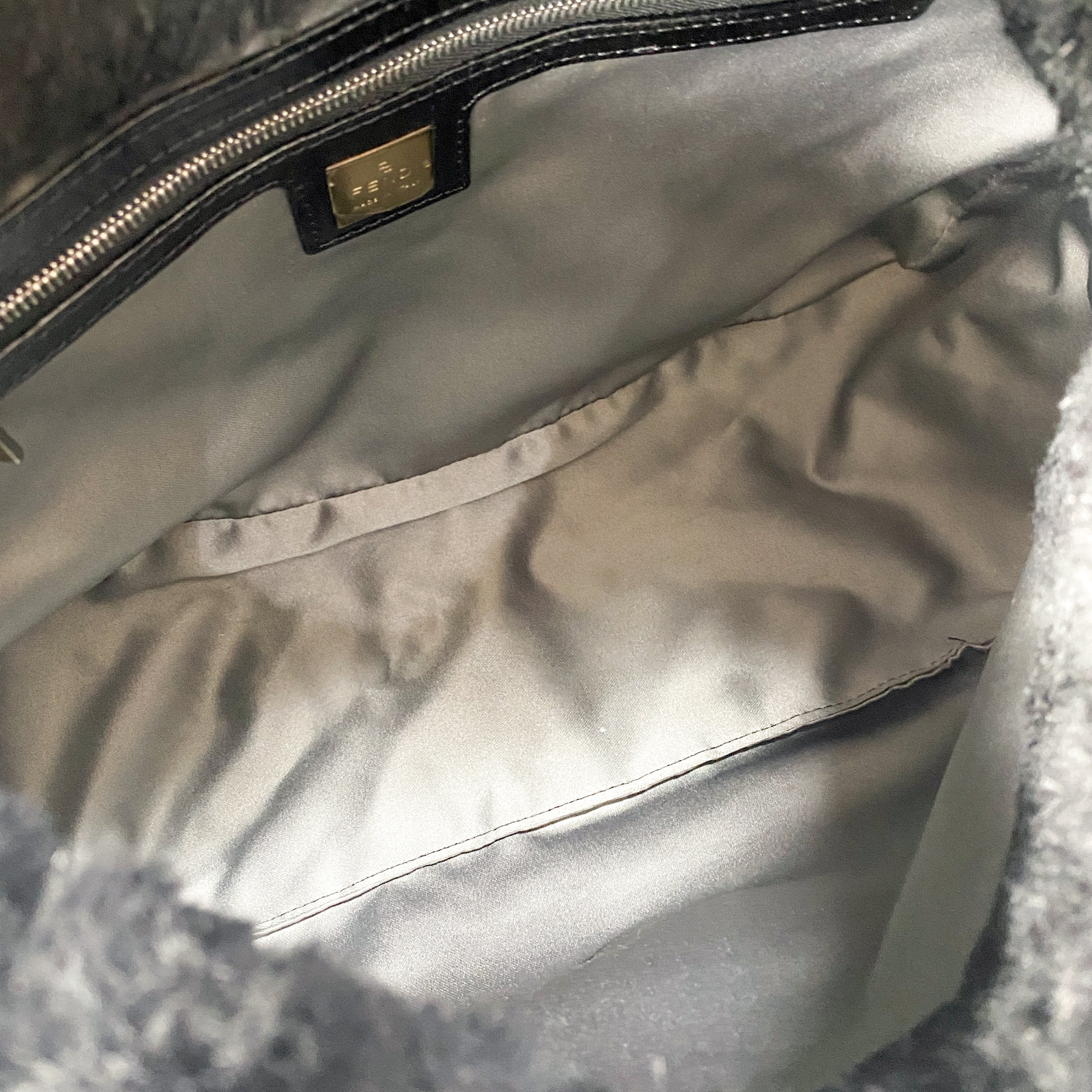 Mamma Baguette Black Fur Shoulder Bag