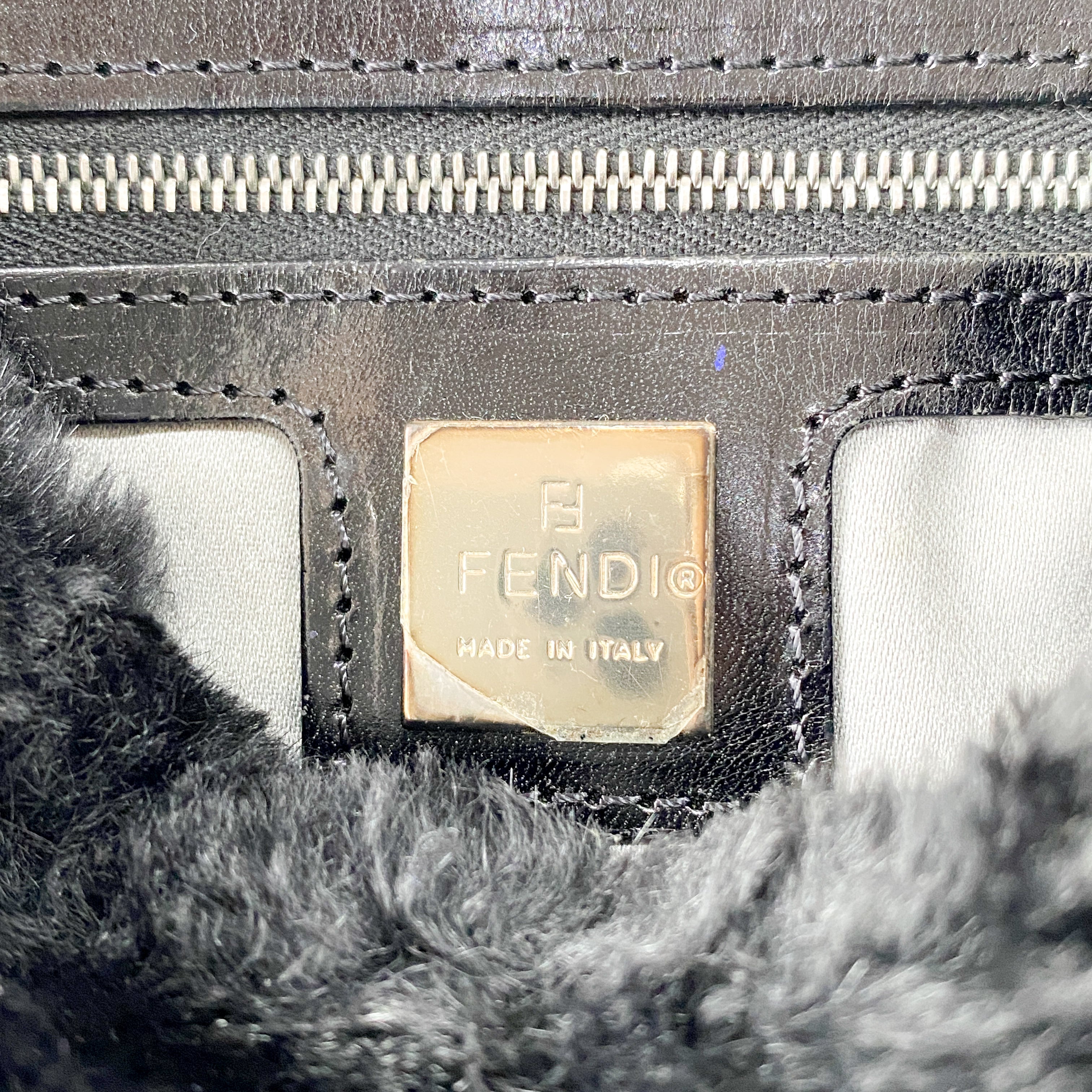 Mamma Baguette Black Fur Shoulder Bag