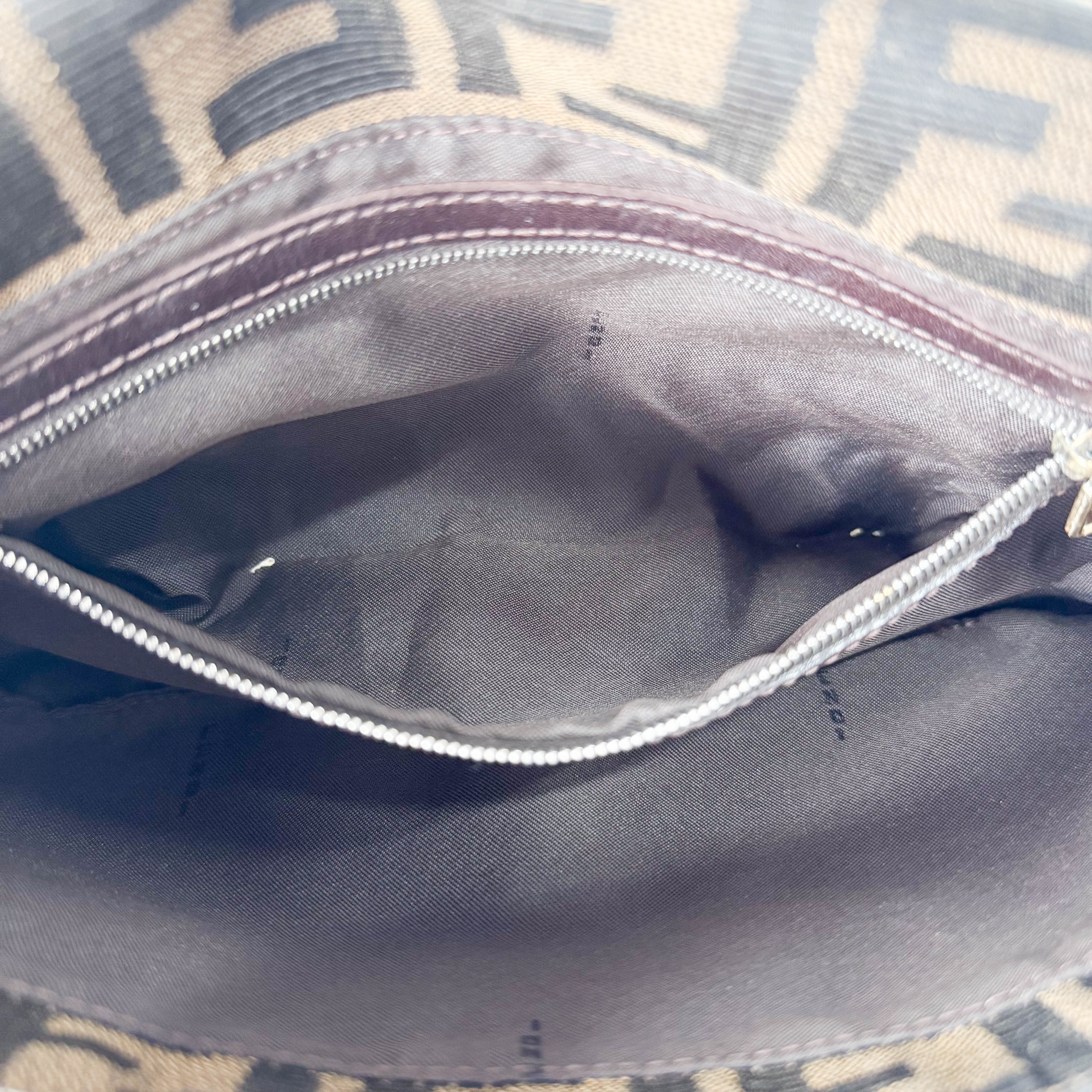 Zucca Baguette Brown Canvas Shoulder Bag