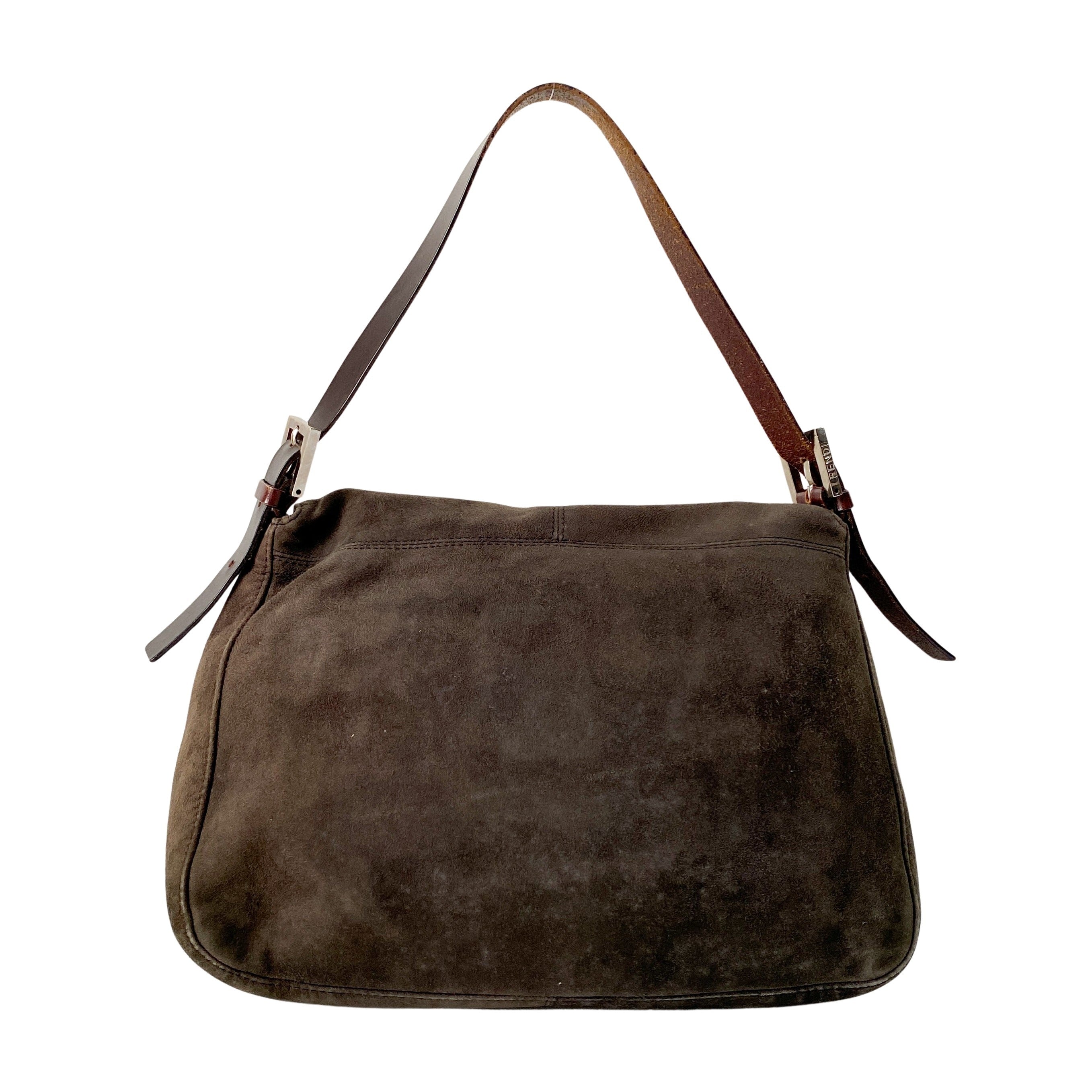 Mamma Baguette Grey Suede Shoulder Bag