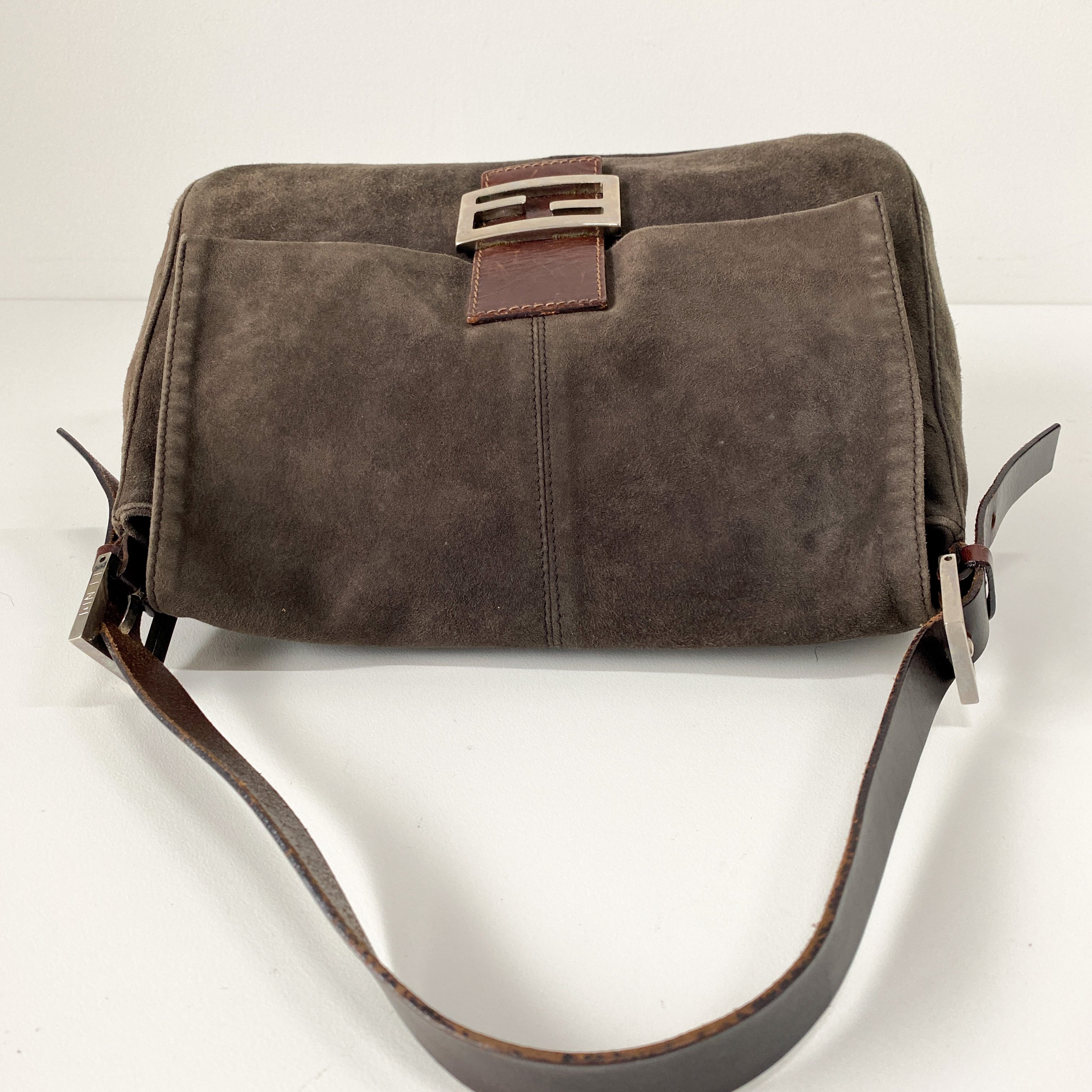 Mamma Baguette Grey Suede Shoulder Bag