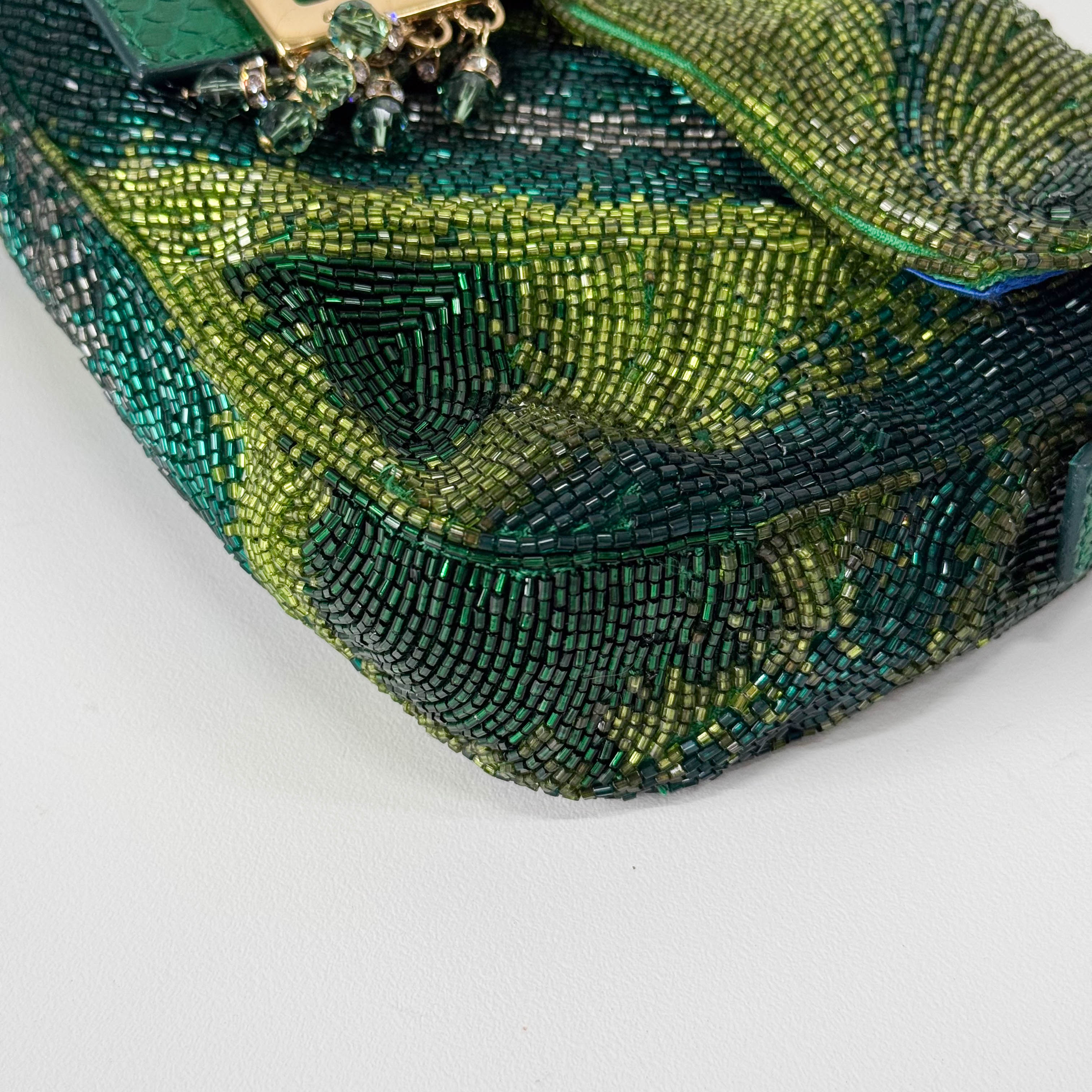 Limited Edition Baguette Green Beads With Charms Shoulder Bag