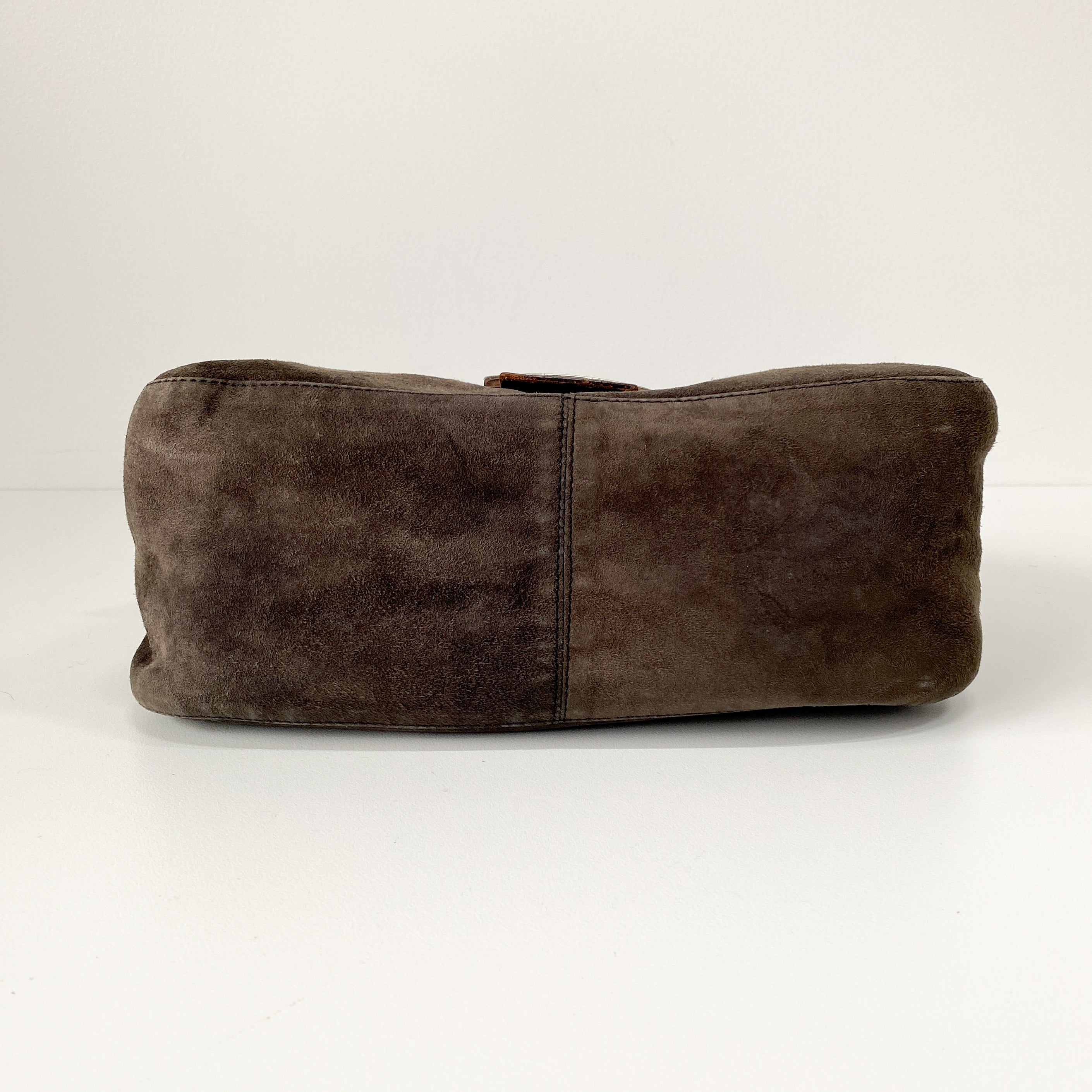 Mamma Baguette Grey Suede Shoulder Bag