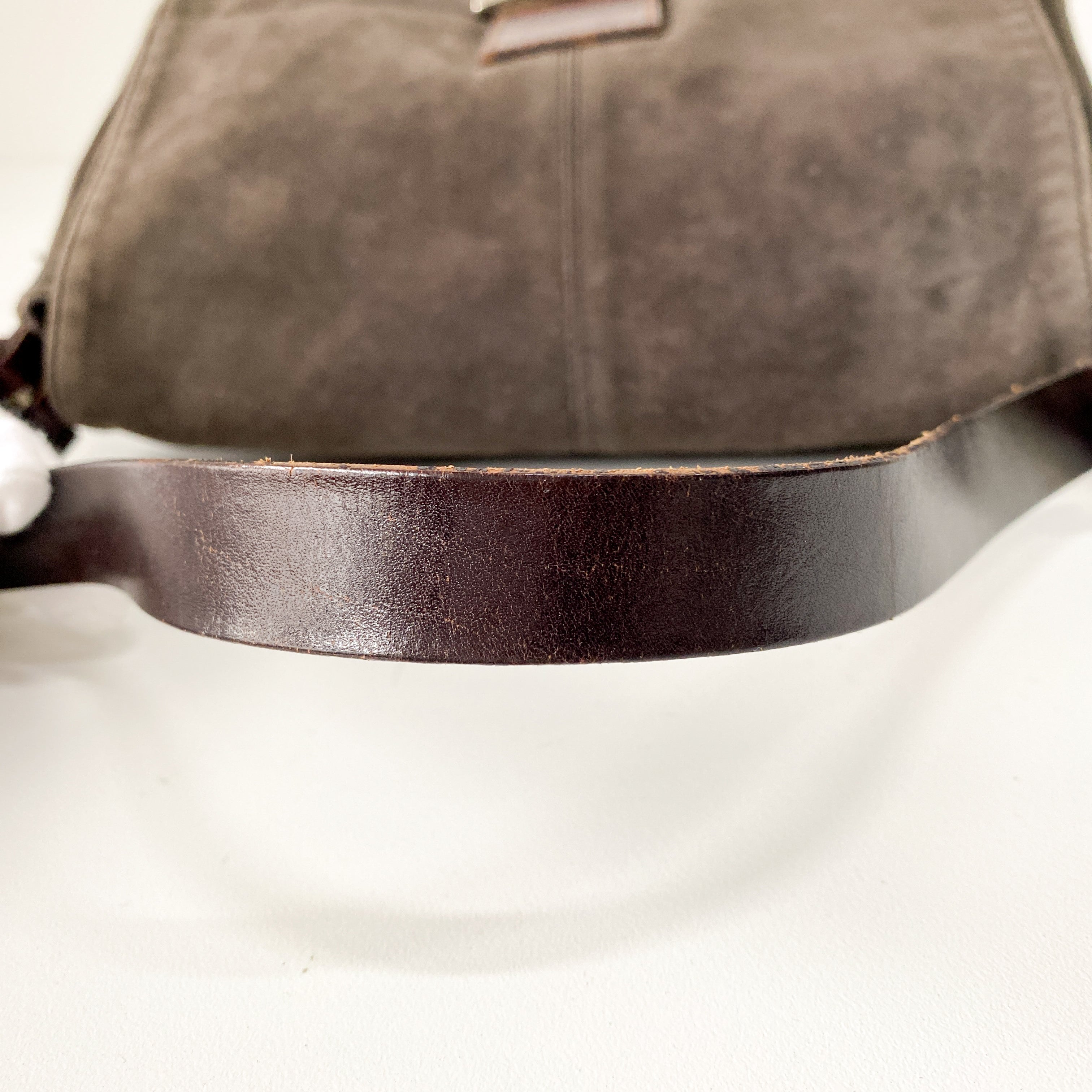 Mamma Baguette Grey Suede Shoulder Bag