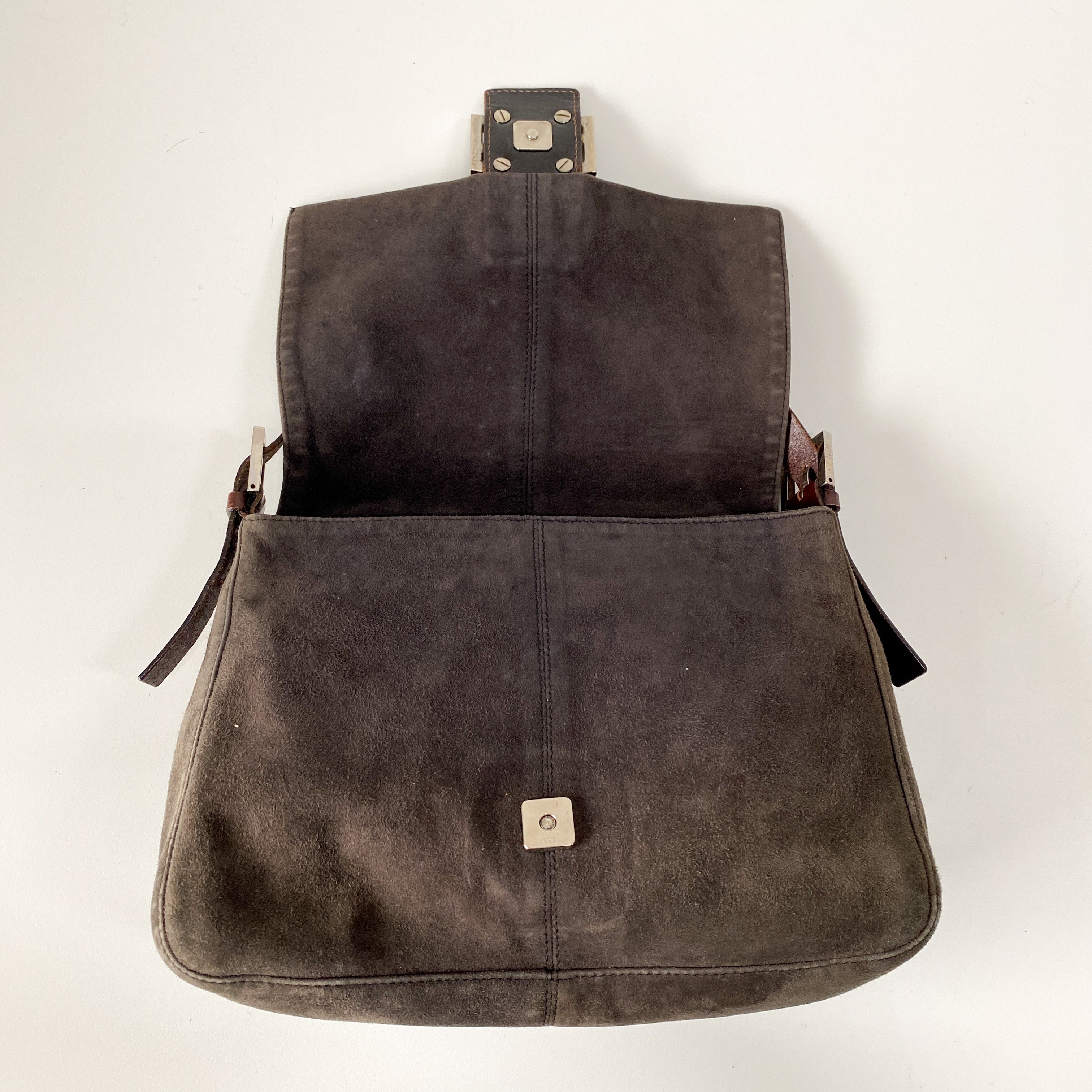 Mamma Baguette Grey Suede Shoulder Bag