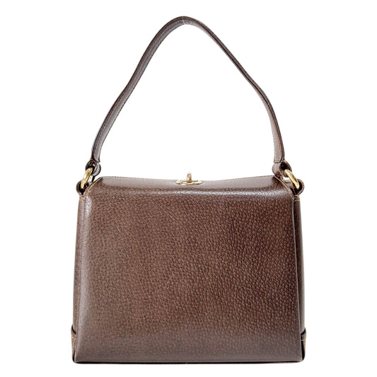 Vintage Top Turn Lock Brown Shoulder Bag